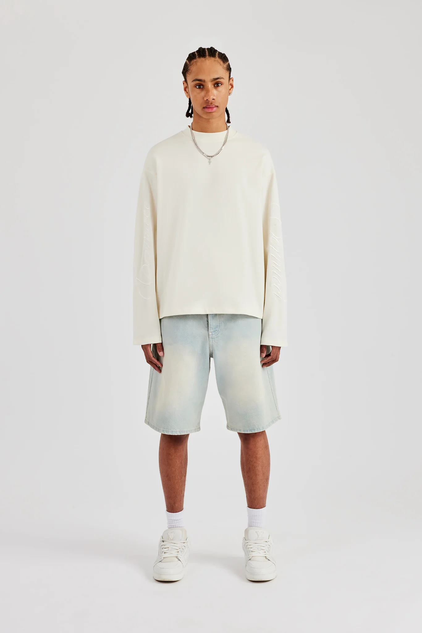 Denim Bermuda Jorts - Bleach Wash - Image 4