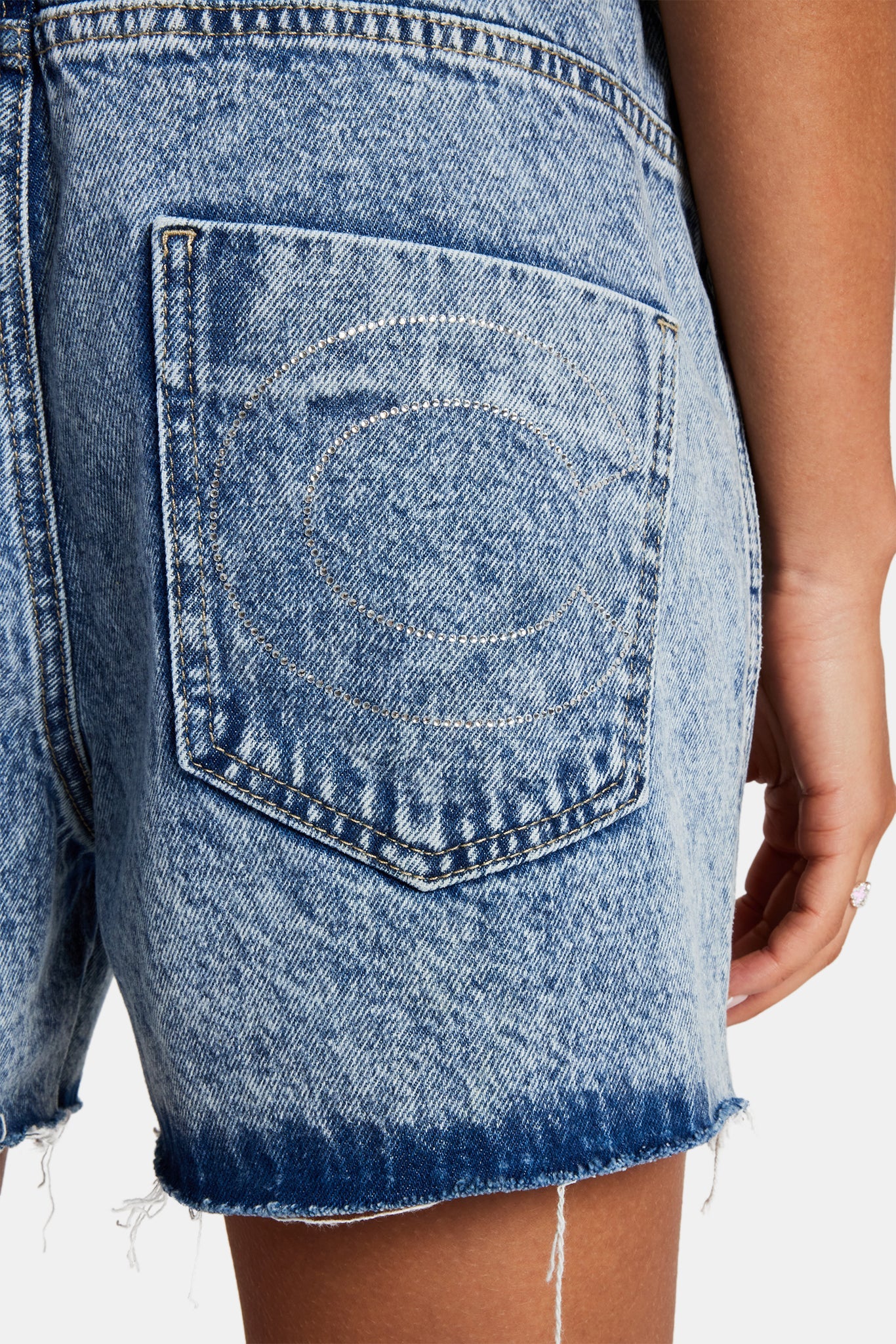 Denim Short With Turn Down Waistband - Iced Blue - Image 3