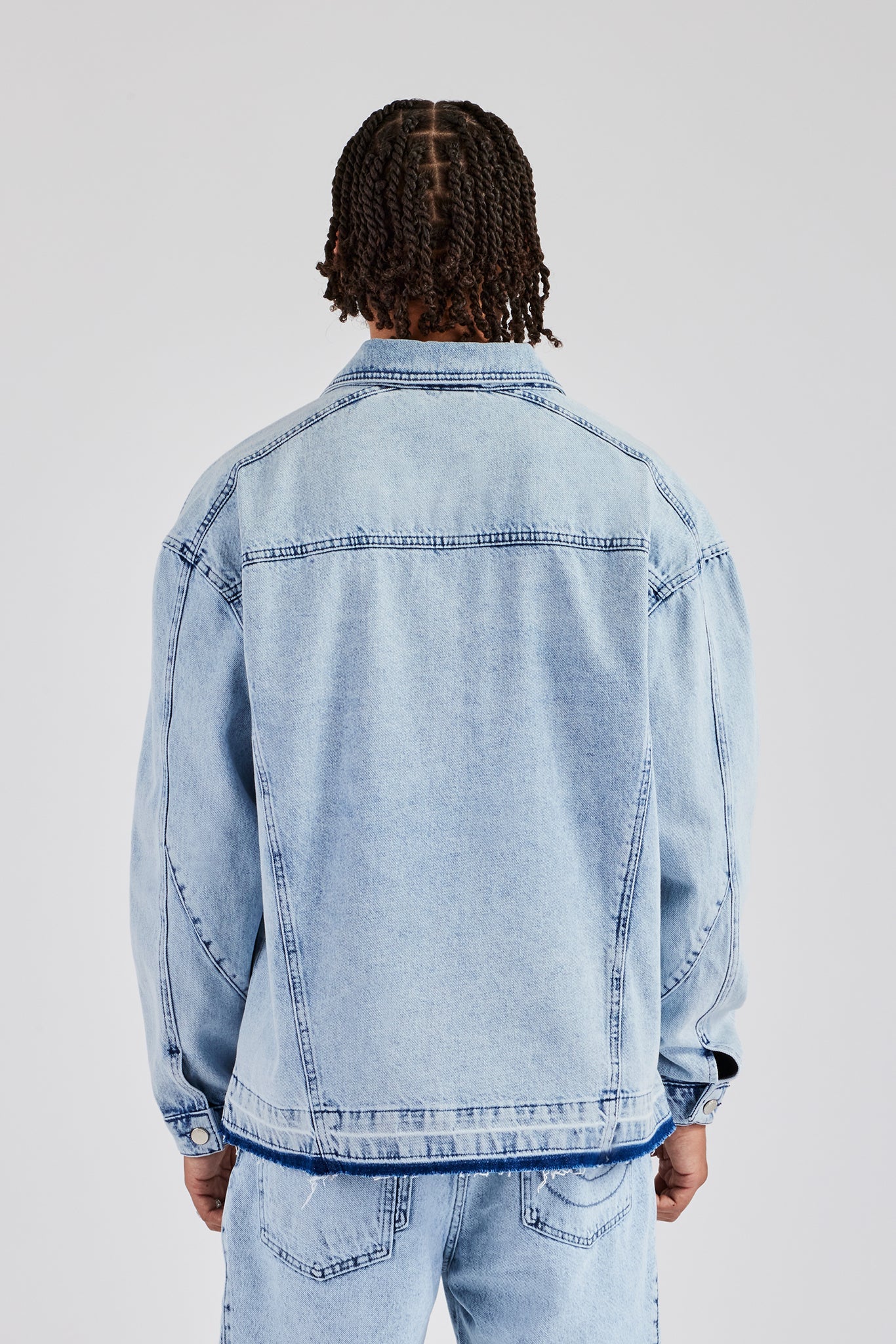 Denim Zip Jacket - Light Blue - Image 4