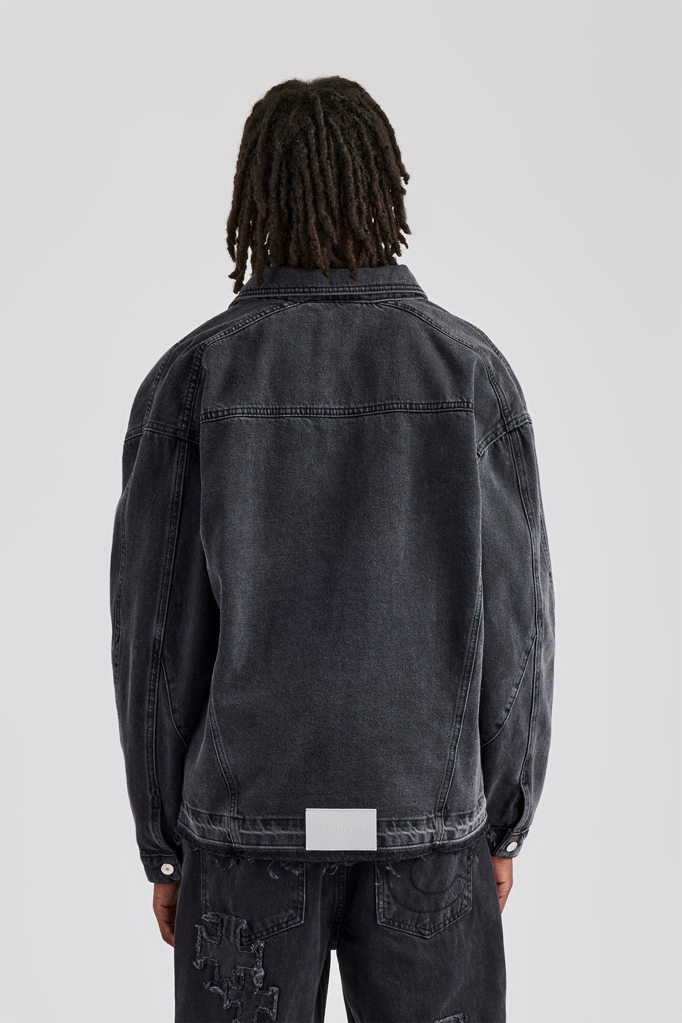 Denim Zip Jacket - Washed Grey - Image 3