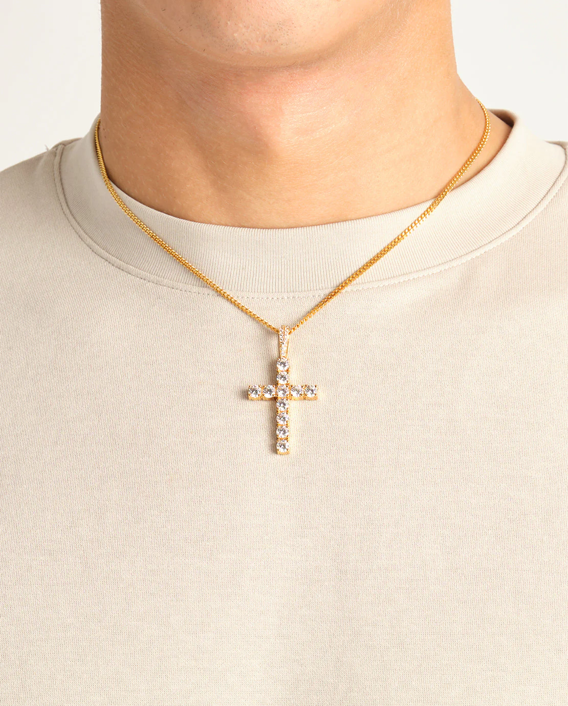 Iced Cross Pendant - Gold - 30mm - Image 8