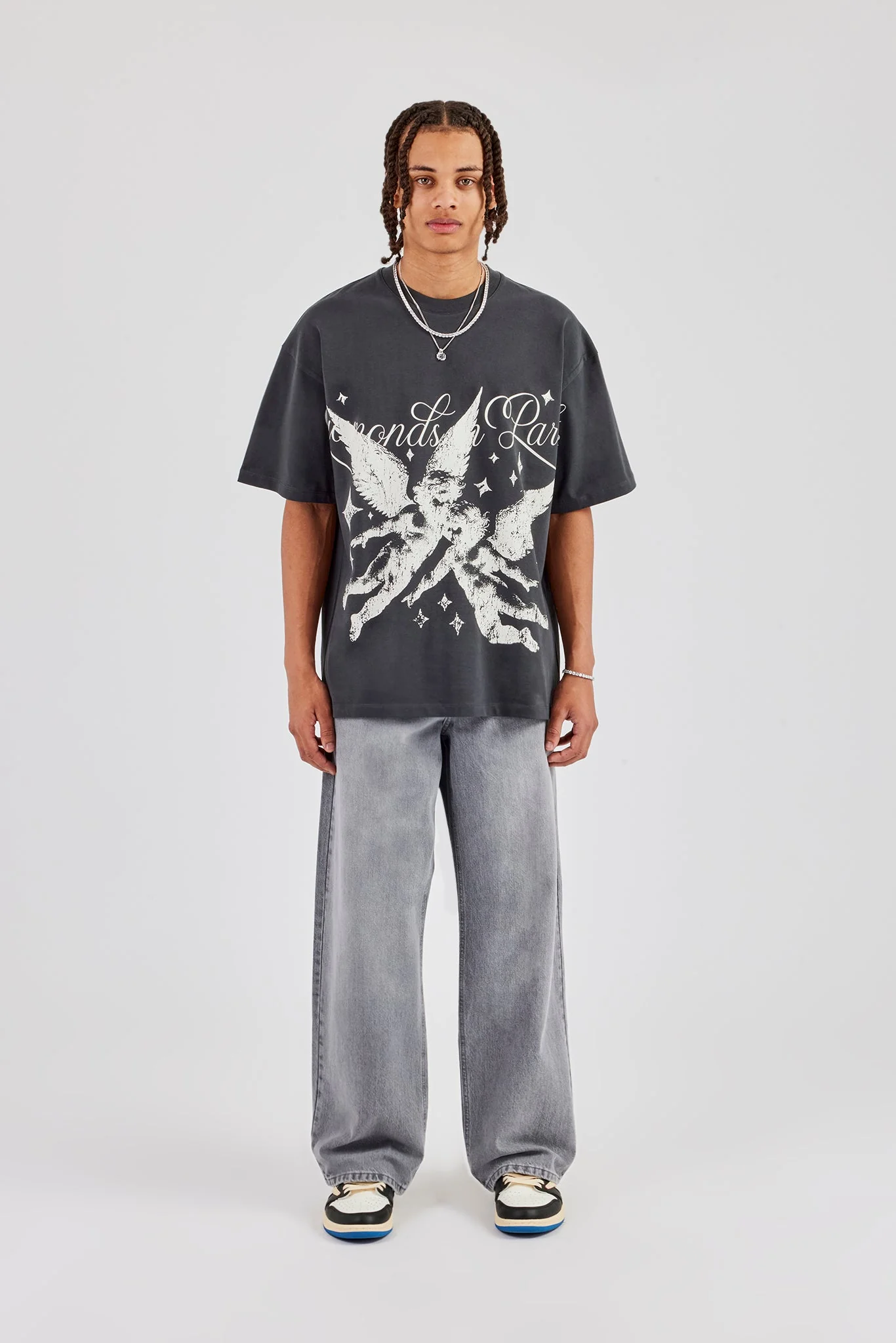 Diamonds In Paradise Oversized T-Shirt - Charcoal - Image 5