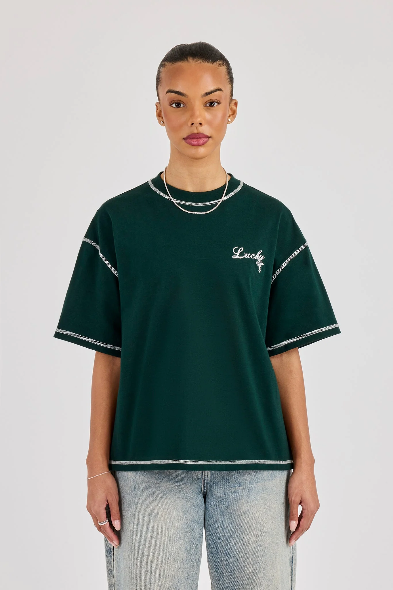 Distressed 86 Oversized T-Shirt - Bottle Green - Image 3