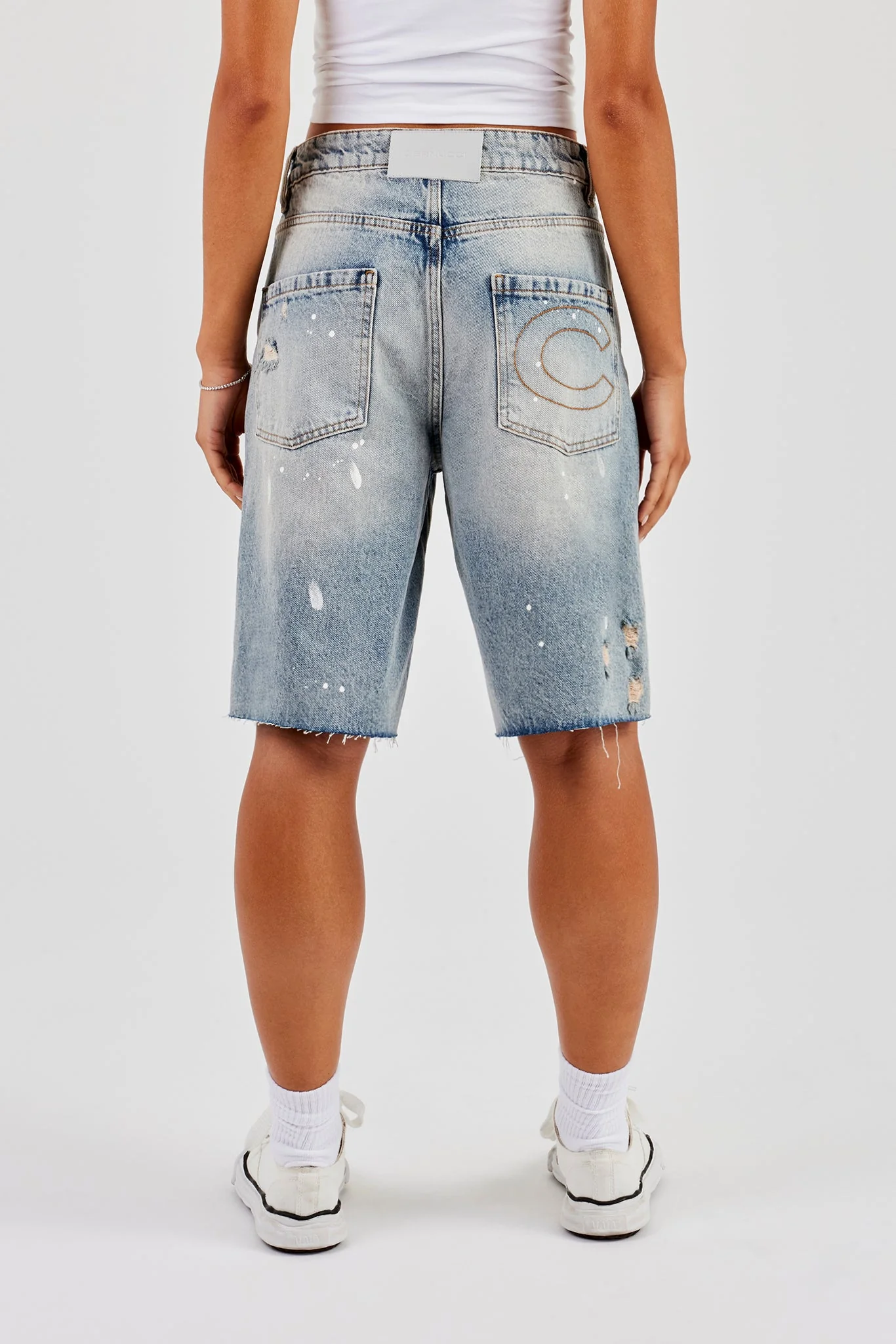 Distressed Paint Splatter Jort - Antique Wash - Image 4