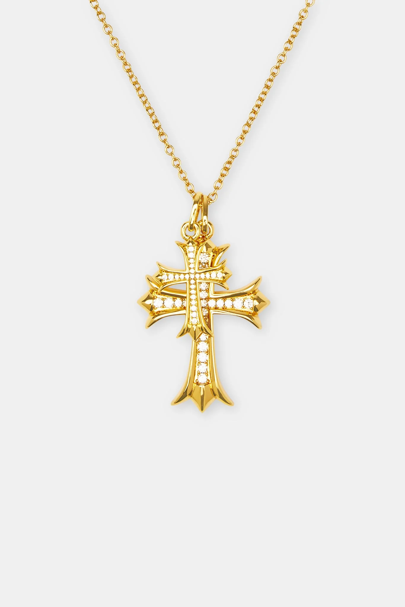 Double Iced Cross Necklace - 40mm - Image 2
