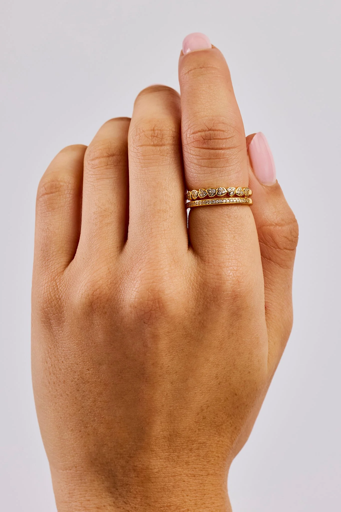 Double Row Heart Tennis Ring - 5mm - Gold