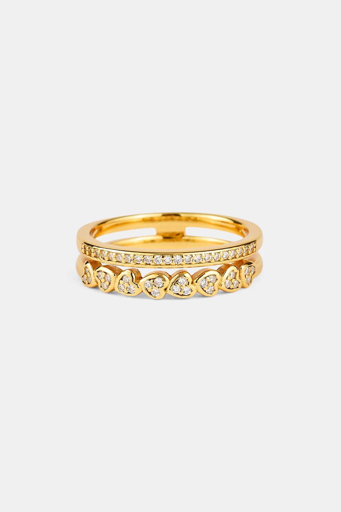 Double Row Heart Tennis Ring - 5mm - Gold - Image 2