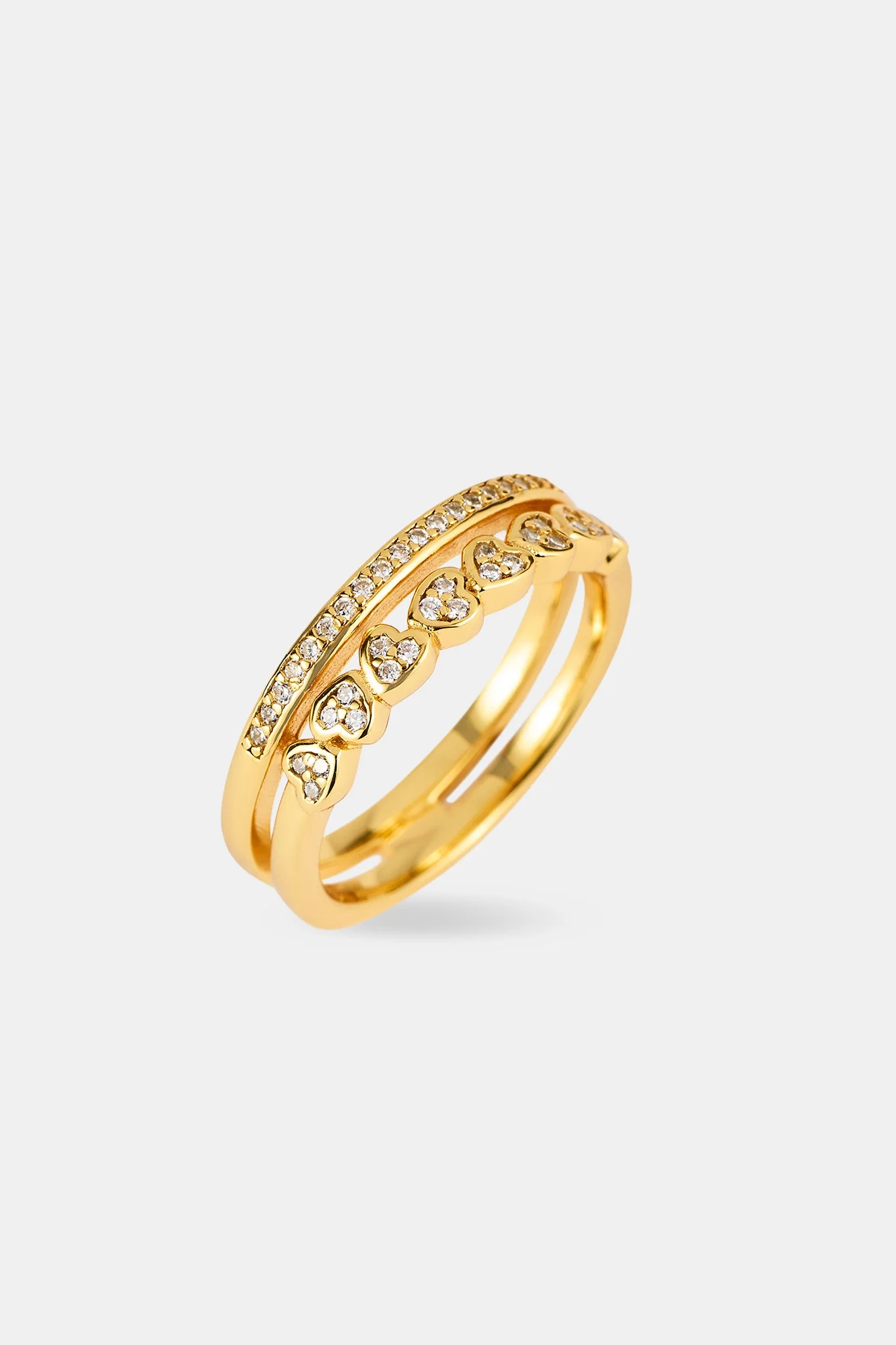 Double Row Heart Tennis Ring - 5mm - Gold - Image 3