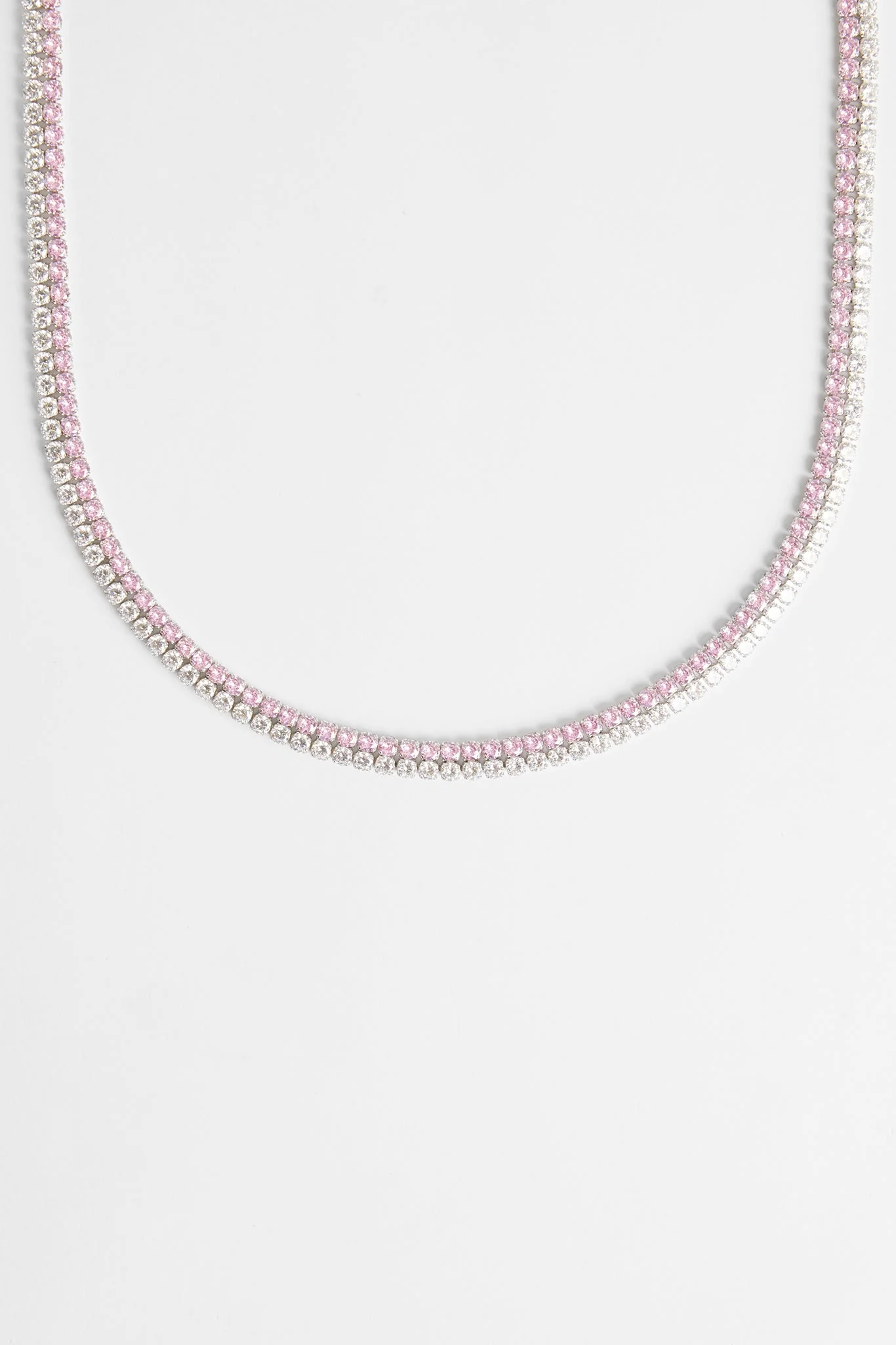 Double Row Iced Pink Tennis Chain - Image 2