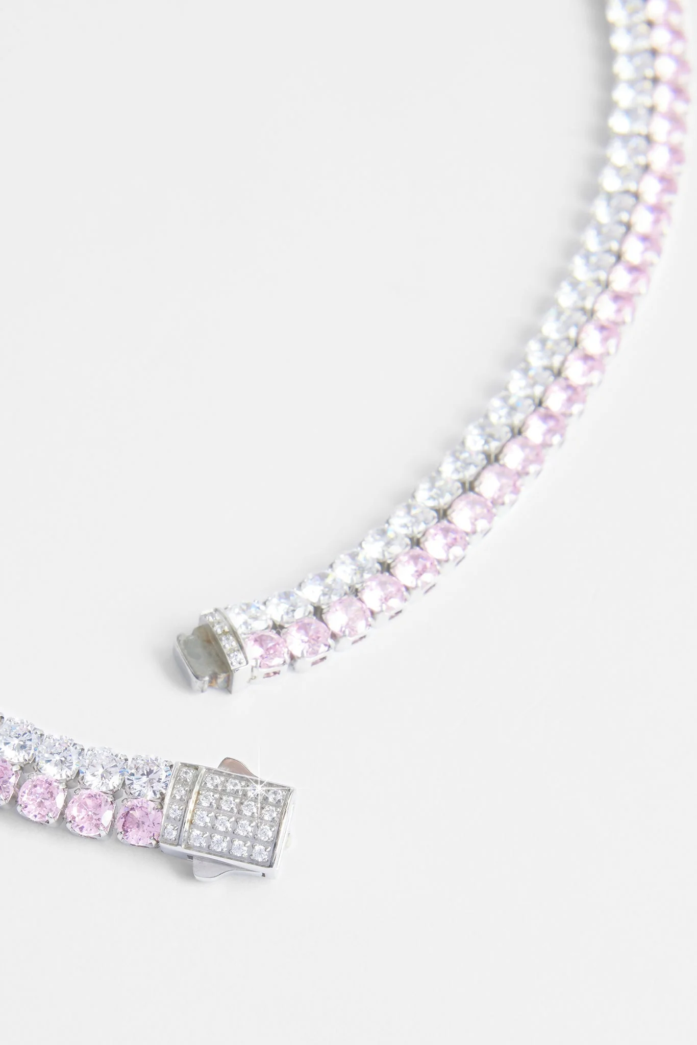 Double Row Iced Pink Tennis Chain - Image 3