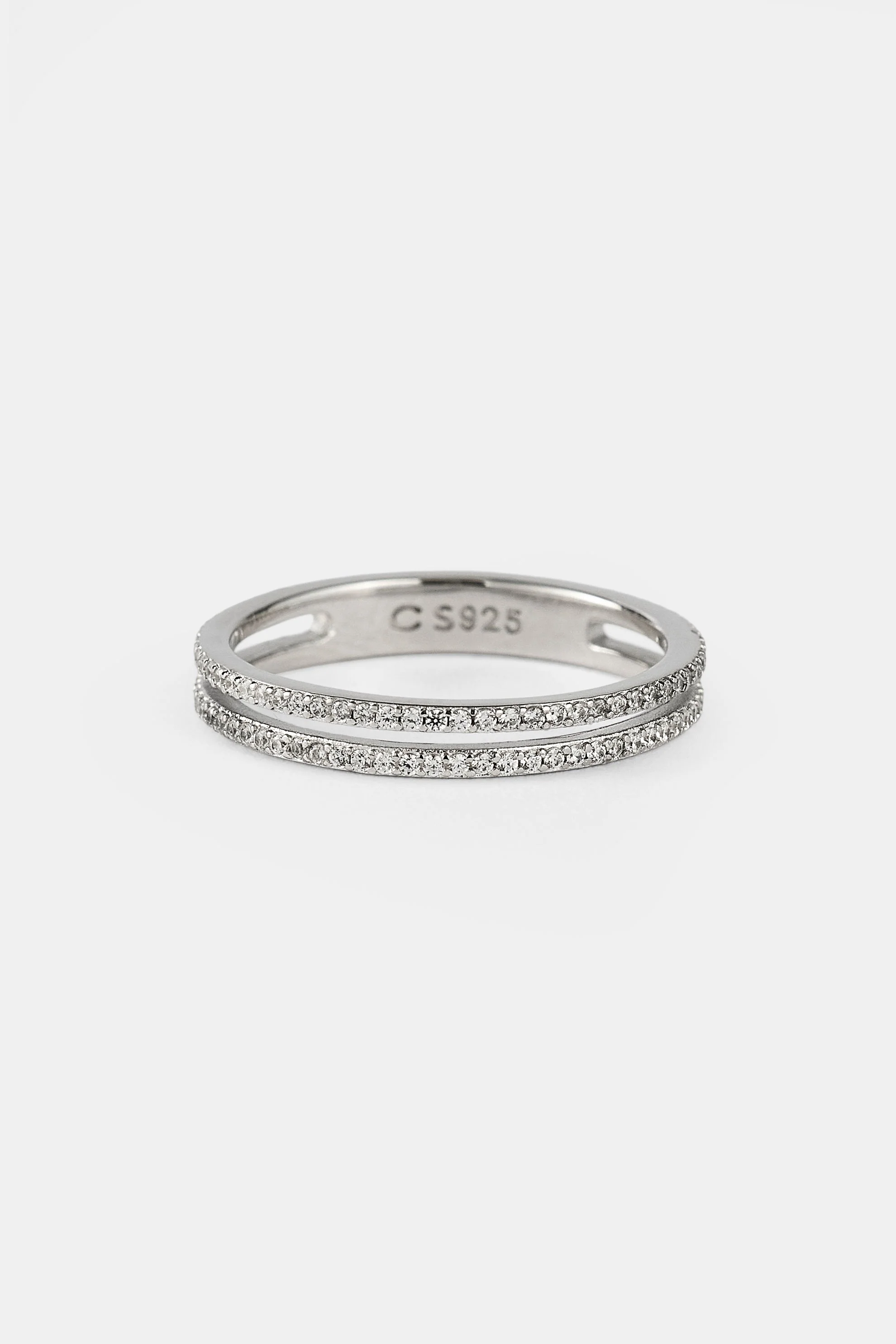Double Row Micro Tennis Ring - 2.5mm - White - Image 3