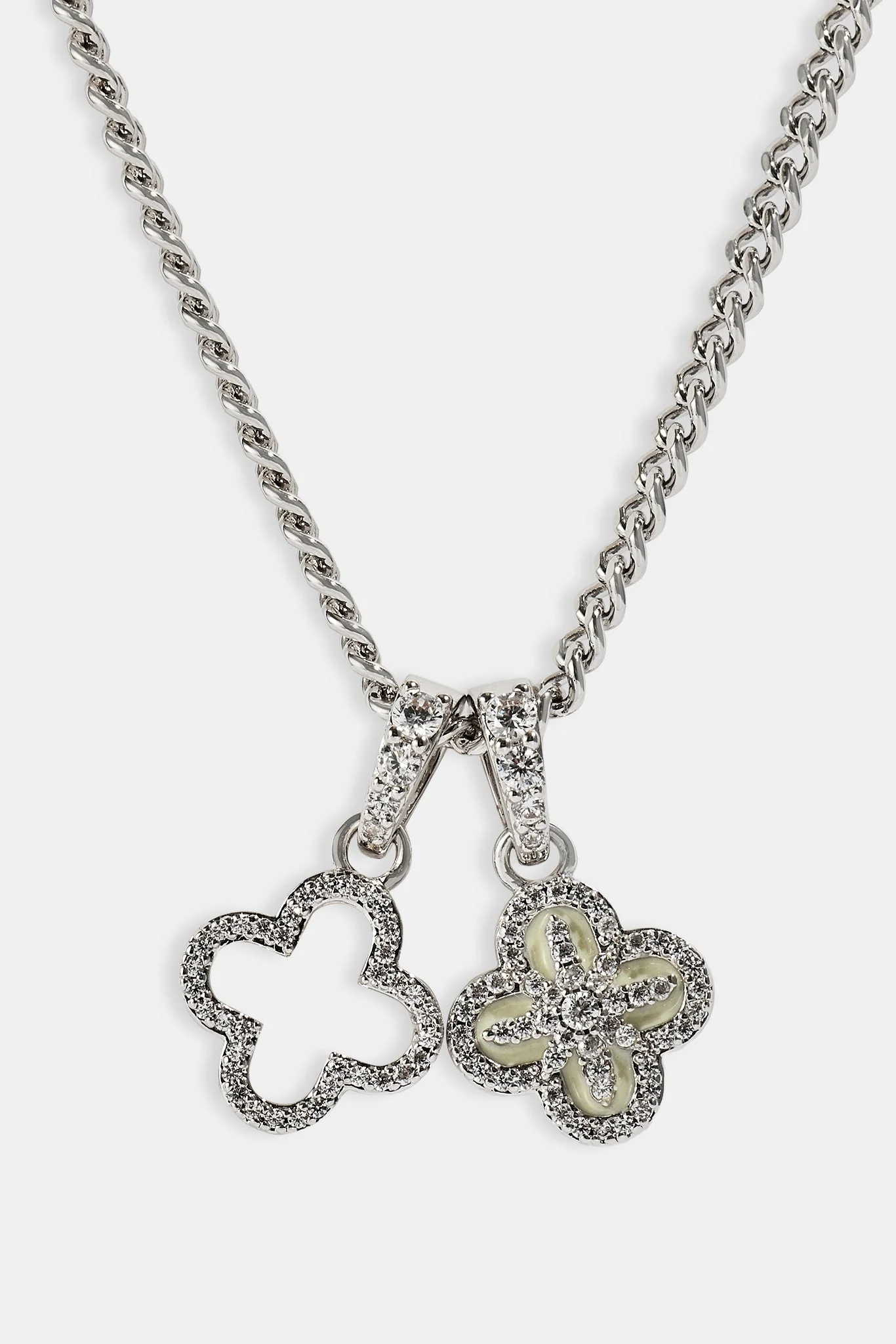 Double Star Motif Necklace - 8mm - White - Image 3