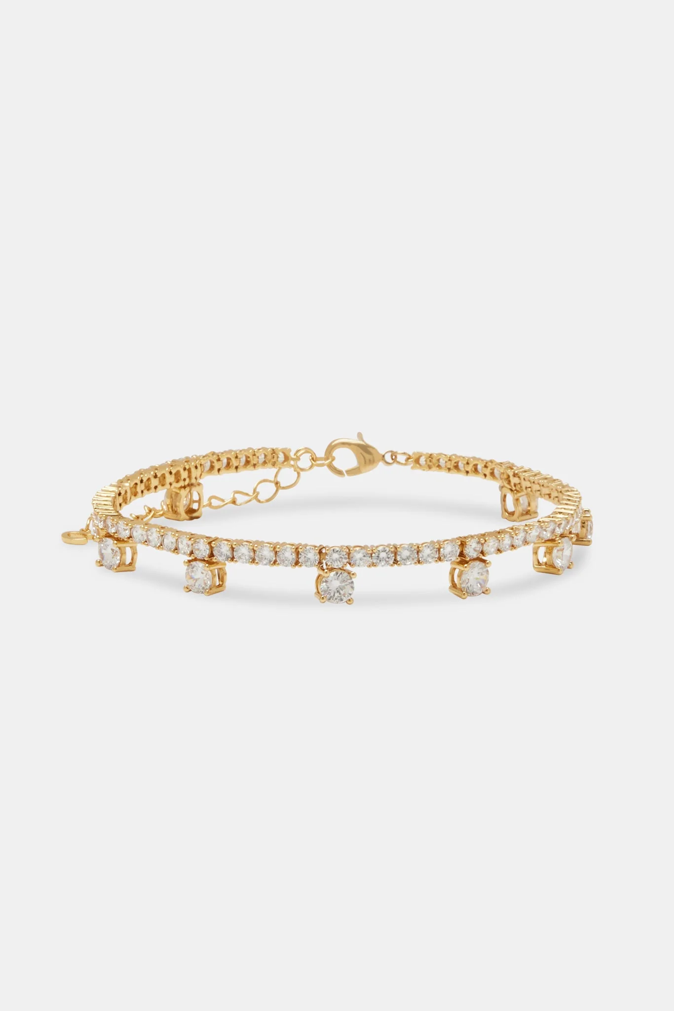 Drop Gemstone Tennis Anklet - 3mm - Gold - Image 2