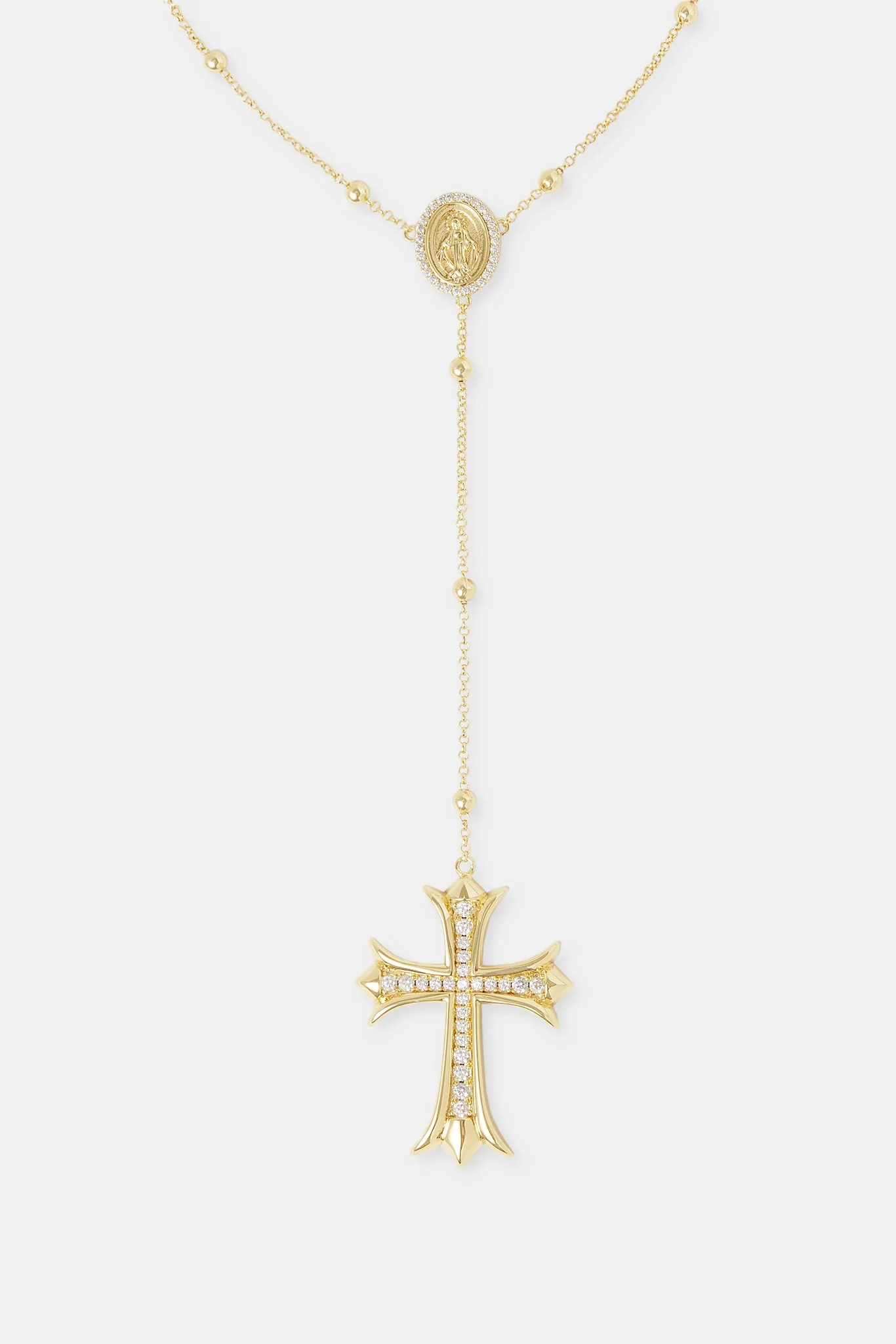 Drop Pendant Cross Necklace - 40mm - Gold - Image 2