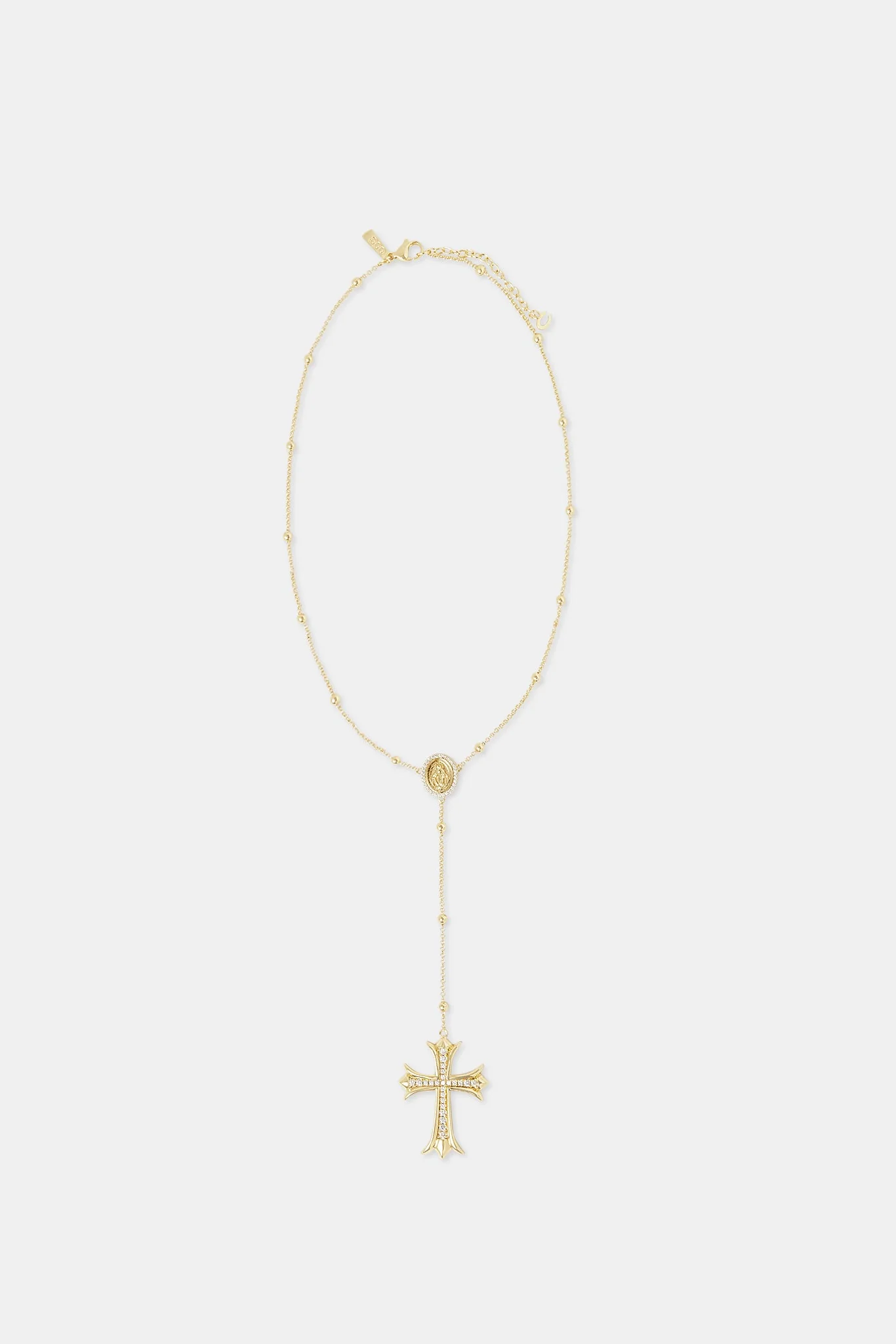 Drop Pendant Cross Necklace - 40mm - Gold - Image 3
