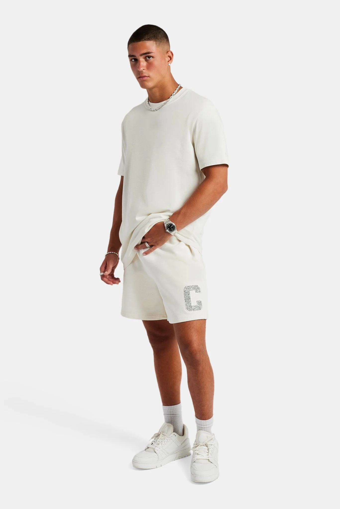 Embellished C Relaxed Short - Off White - Image 2