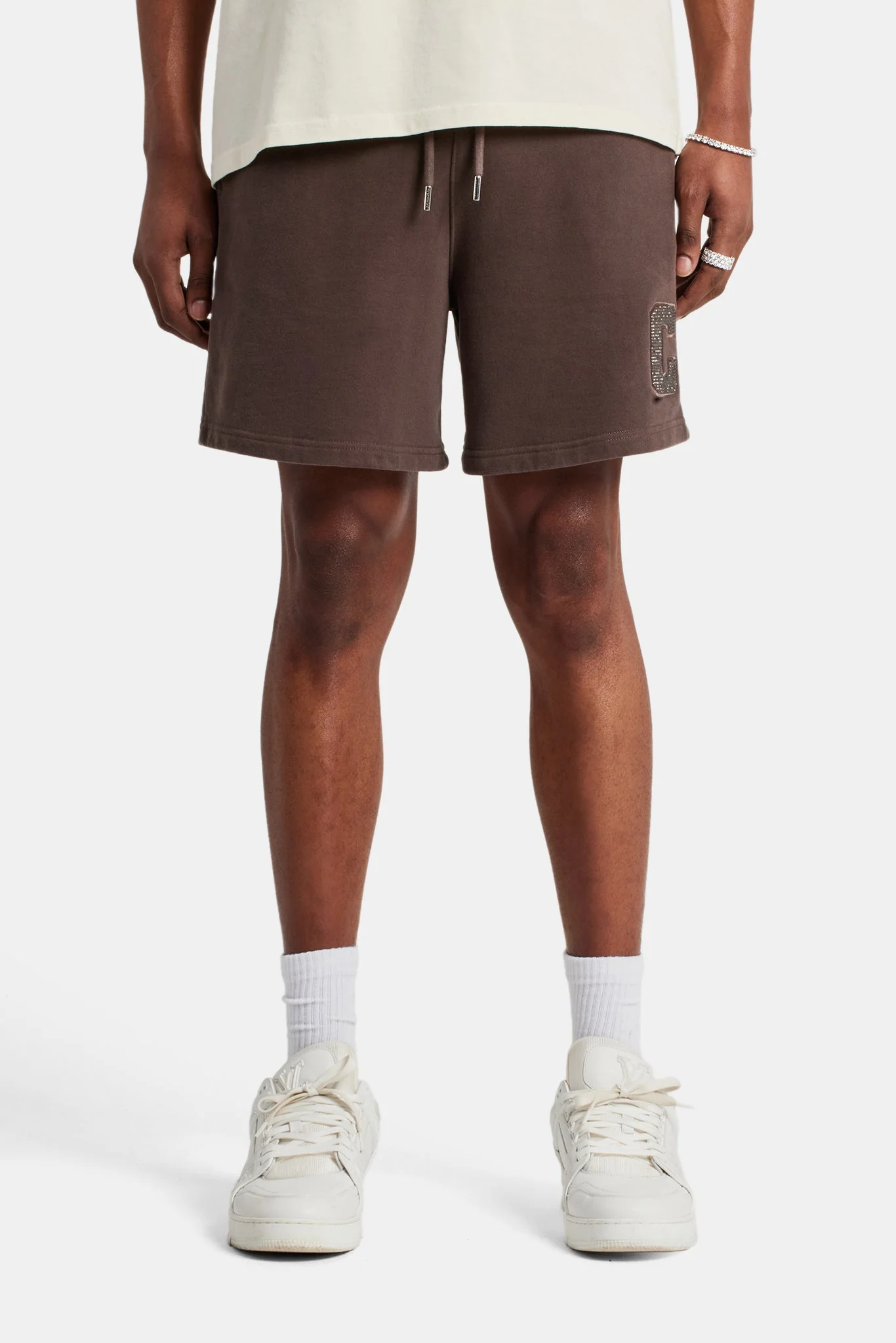 Embellished C Relaxed Shorts - Chocolate - Image 3
