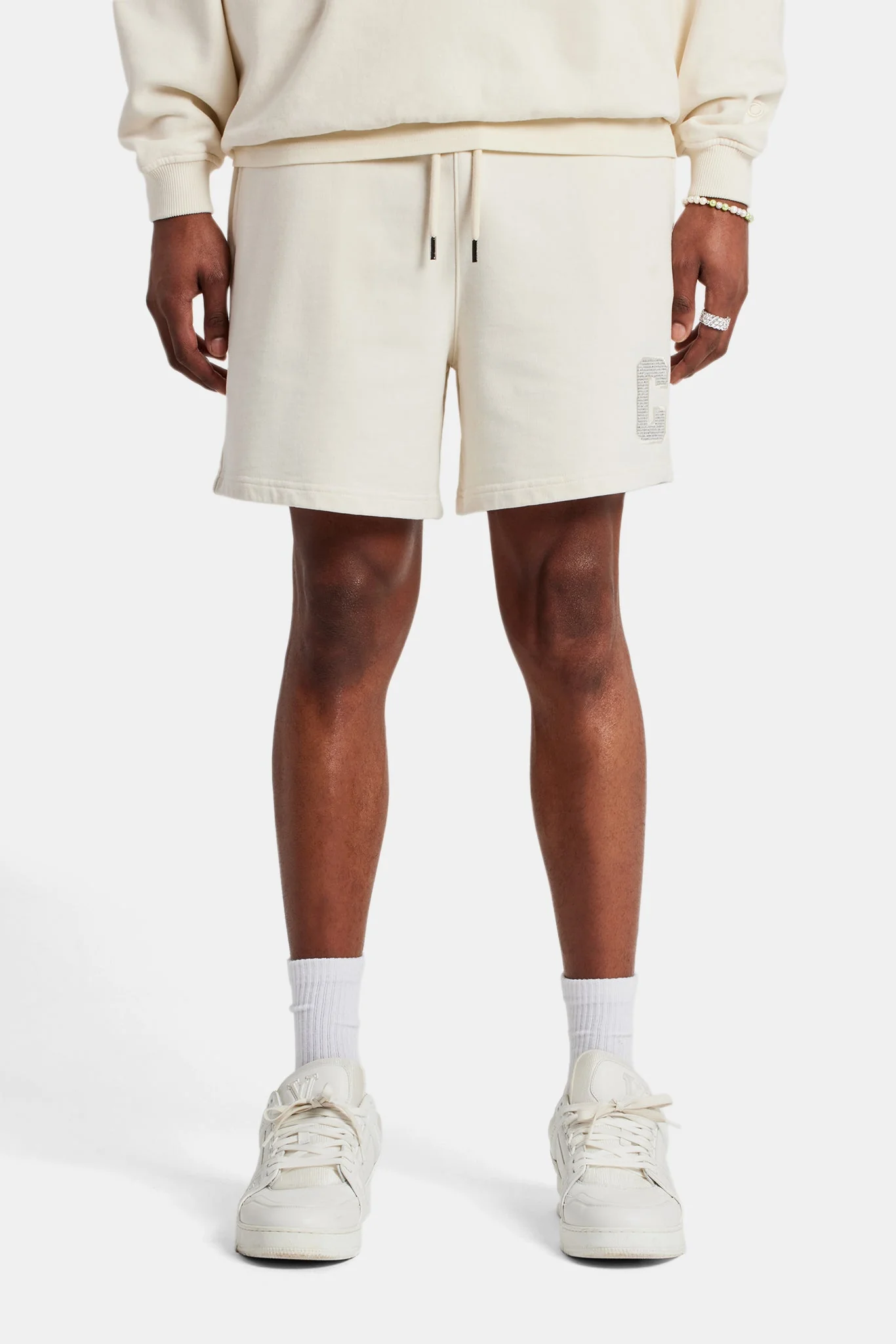 Embellished C Relaxed Shorts - Ecru - Image 4