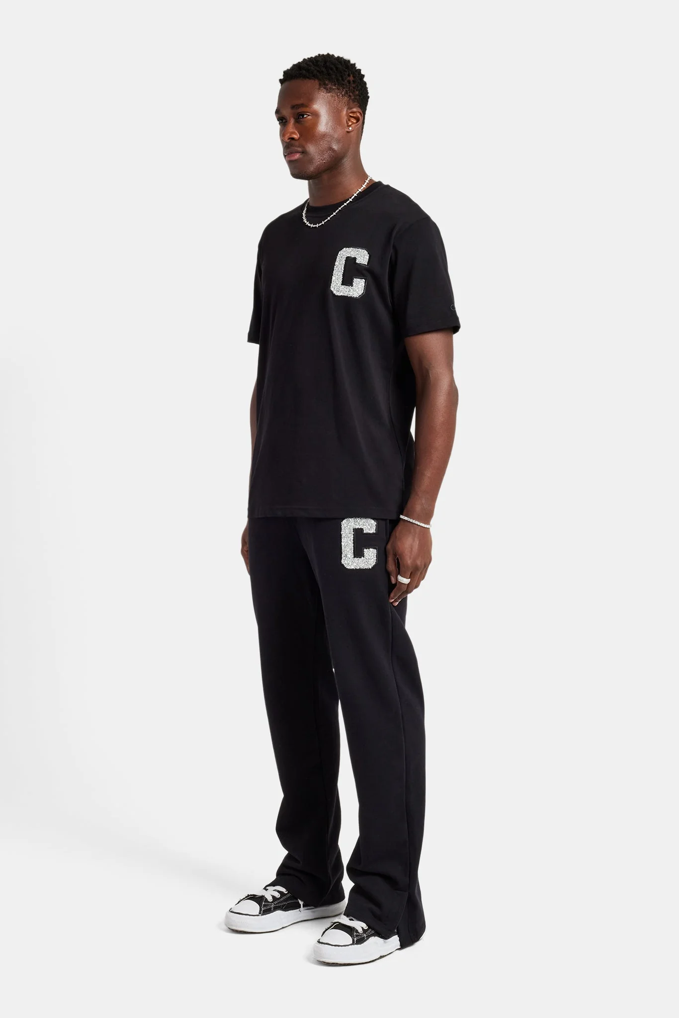 Embellished C Split Hem Jogger - Black - Image 3