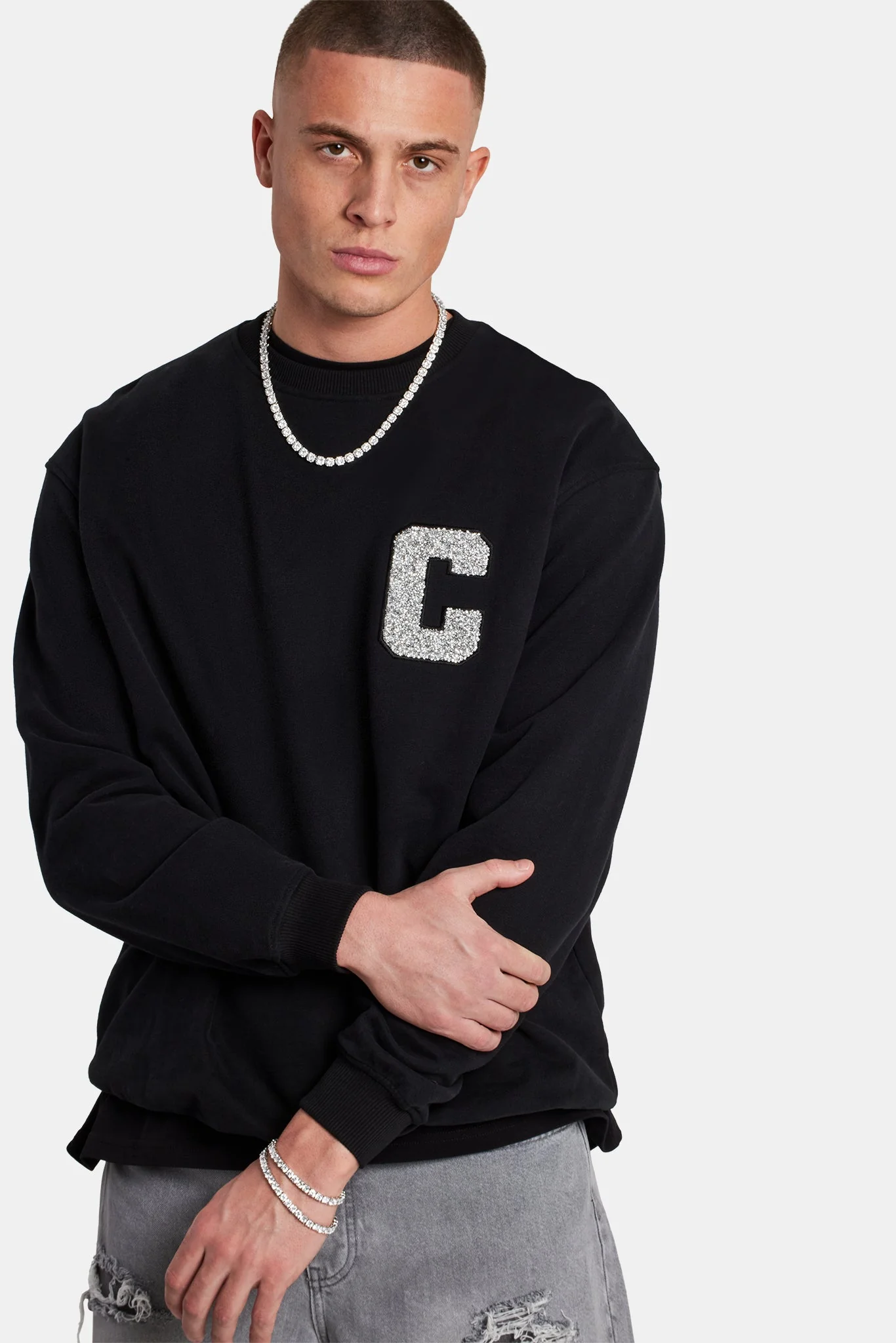 Embellished C Sweatshirt - Black - Image 3