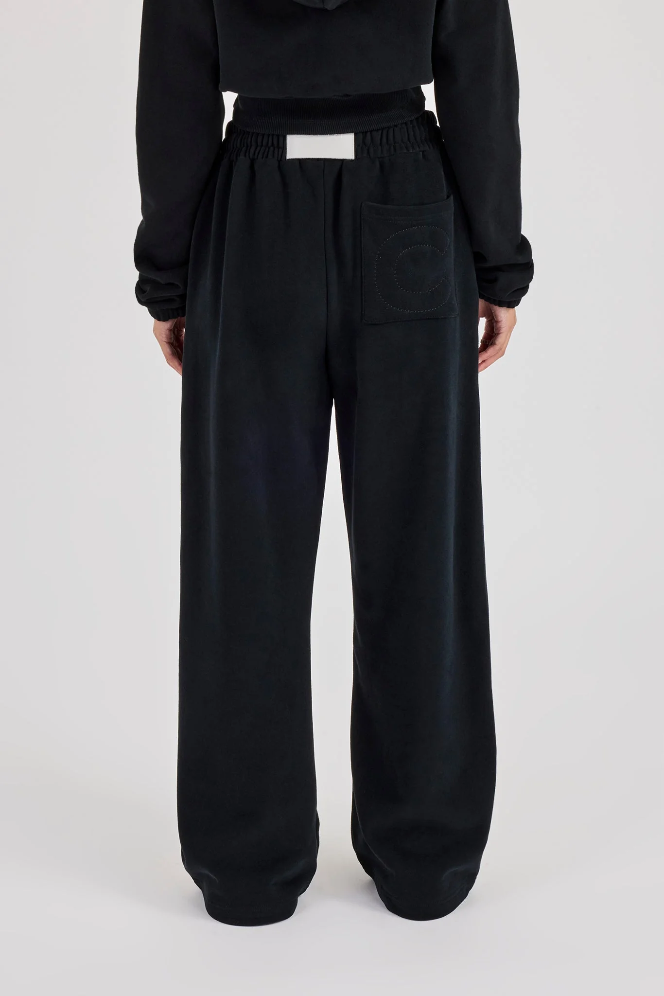 Embroidered Cernucci Wide Leg Jogger - Black - Image 2