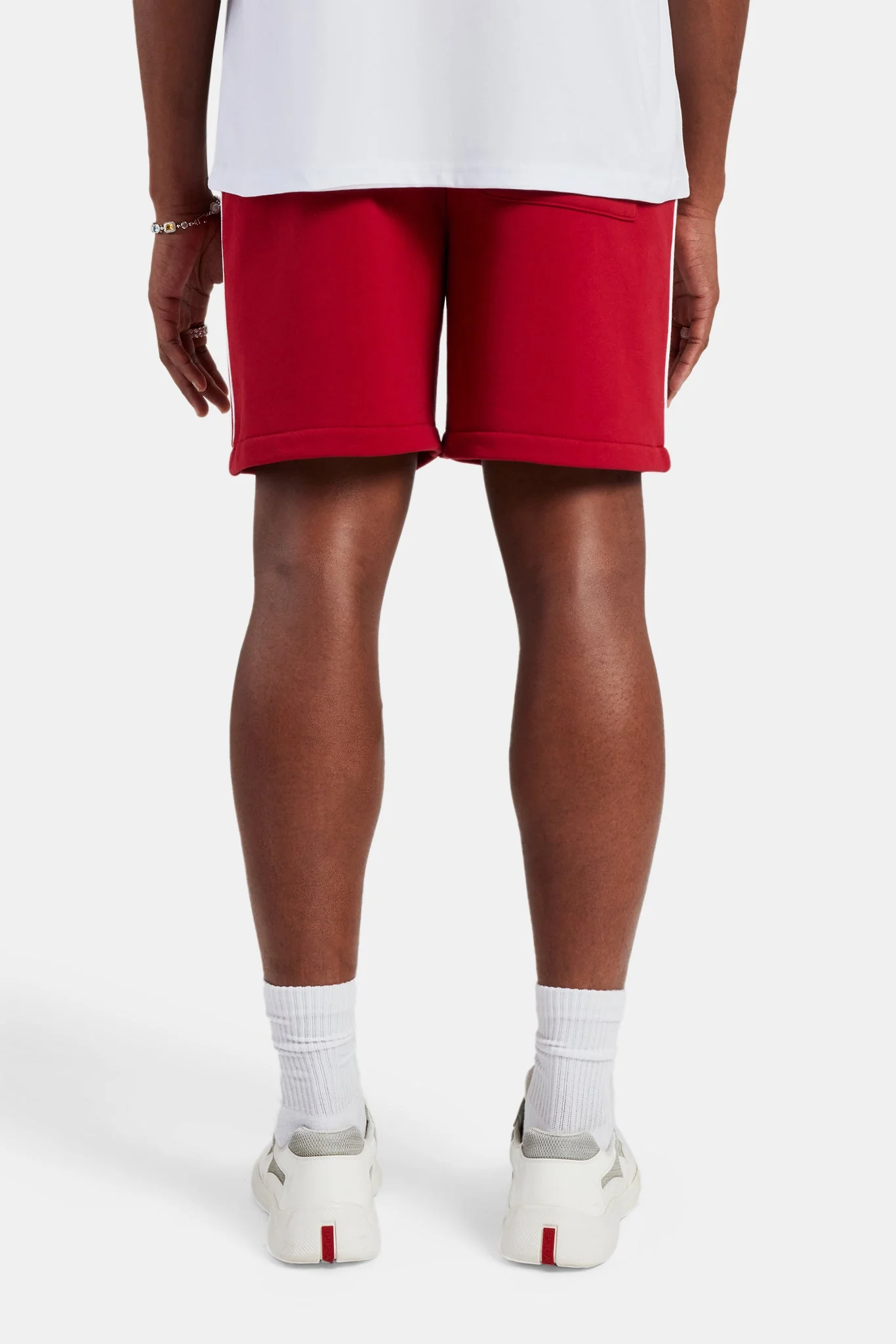 Embroidered Crest Jersey Short - Red - Image 4