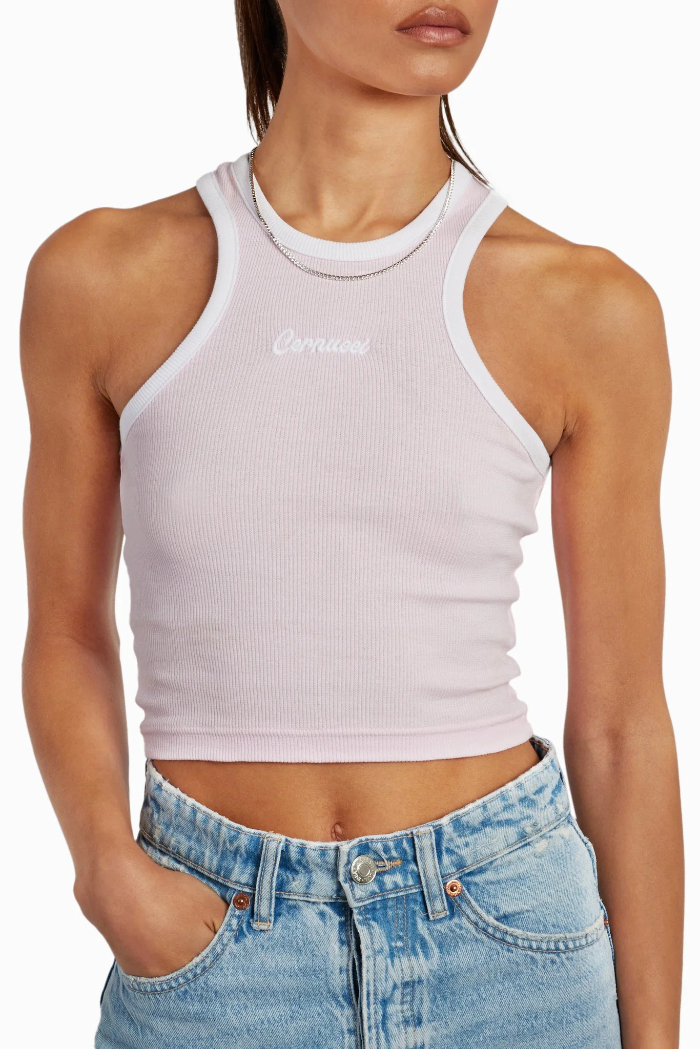 Embroidered Crop Vest - Pink - Image 5