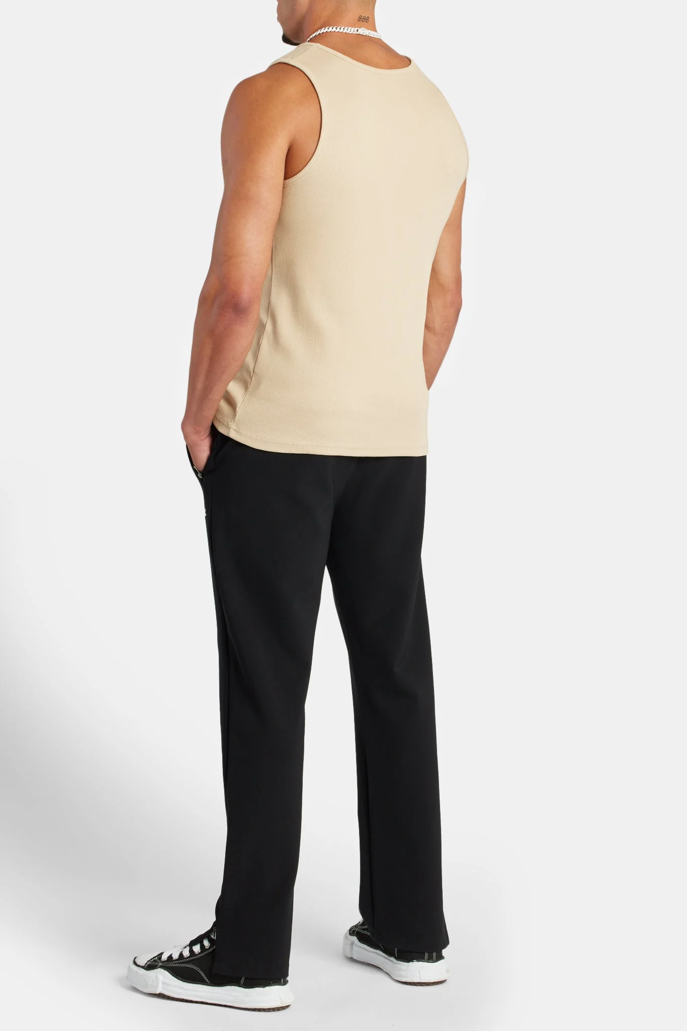 Embroidered Slim Fit Vest - Stone - Image 3