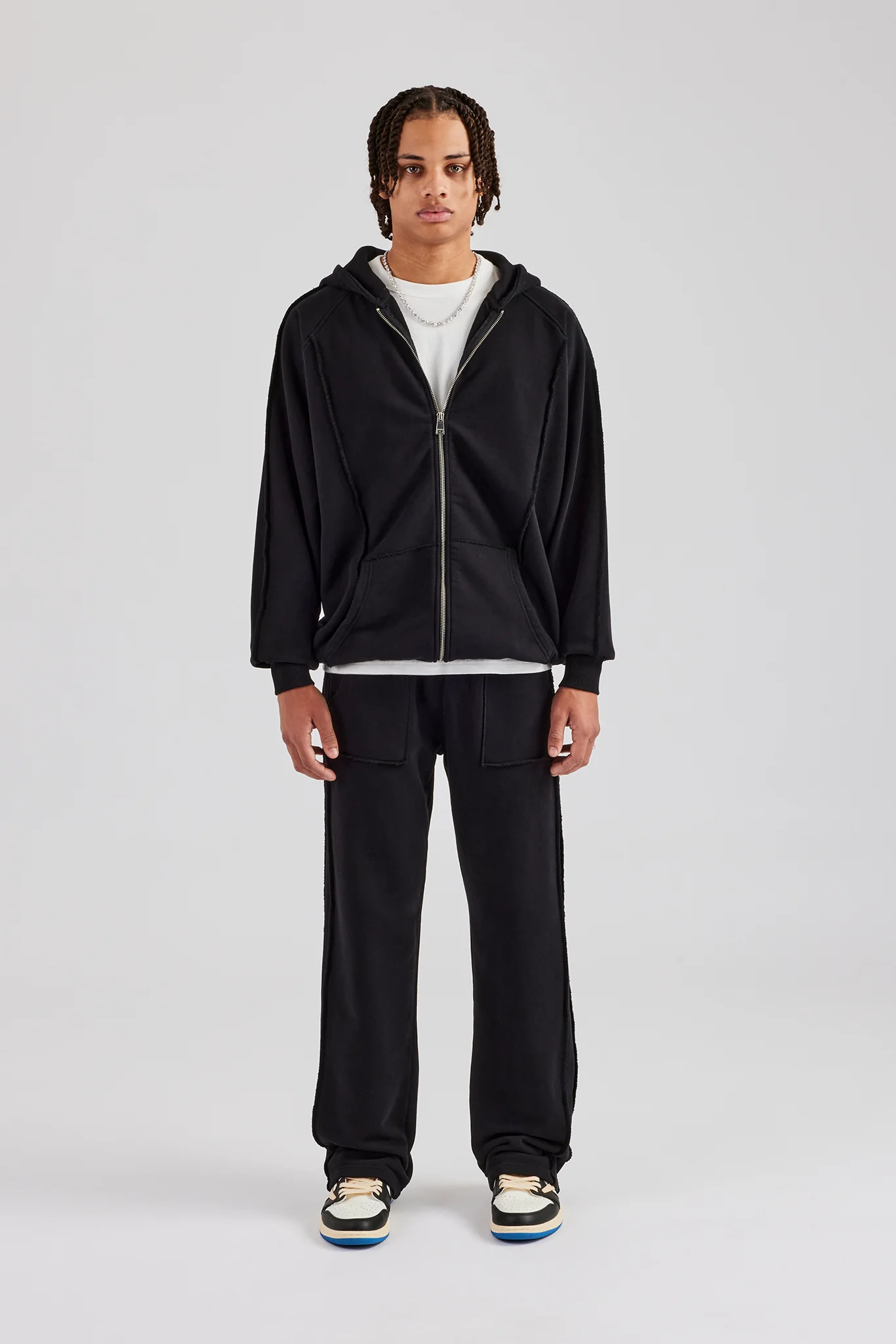 Exposed Seam Tracksuit - Black - Image 2
