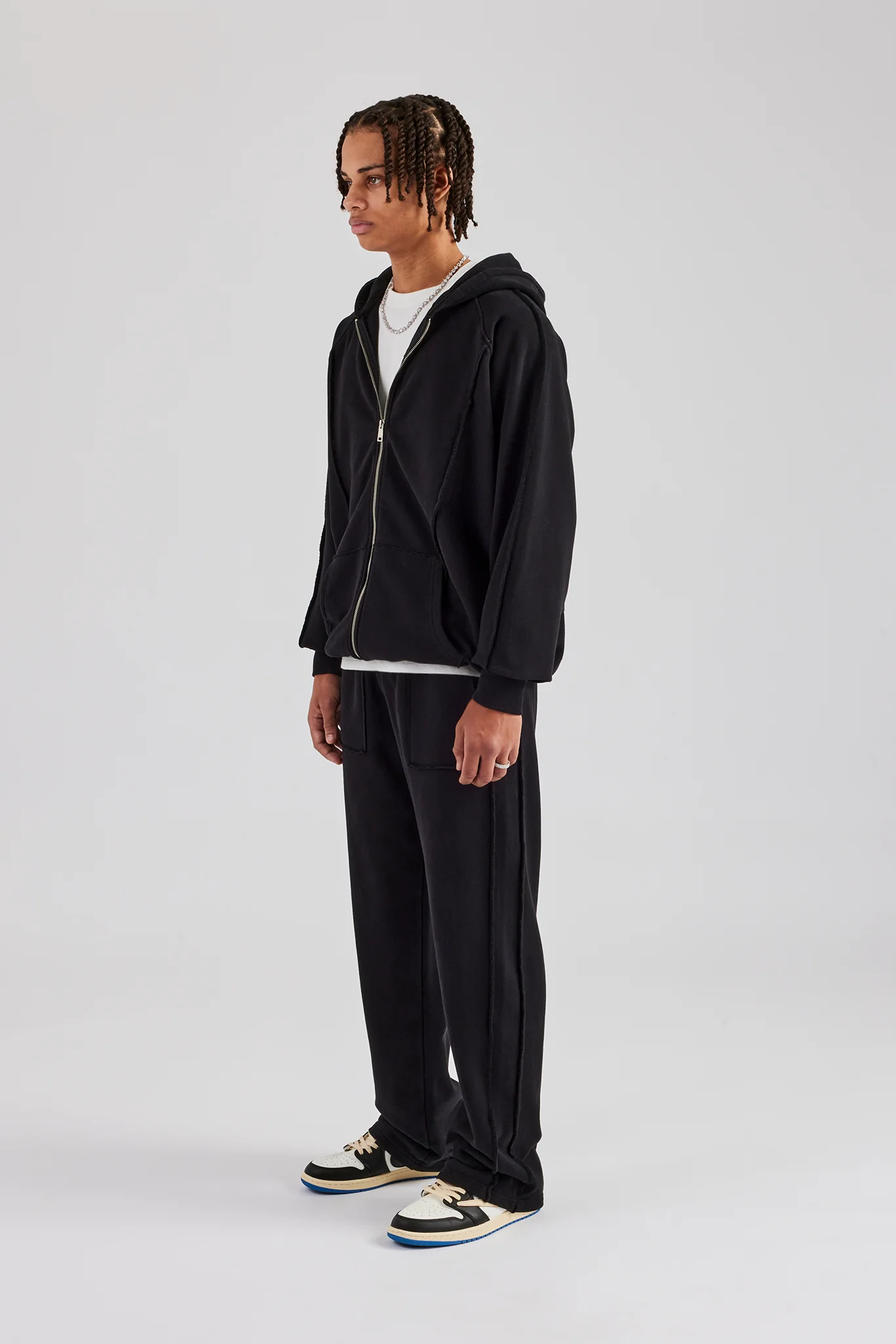 Exposed Seam Tracksuit - Black - Image 3