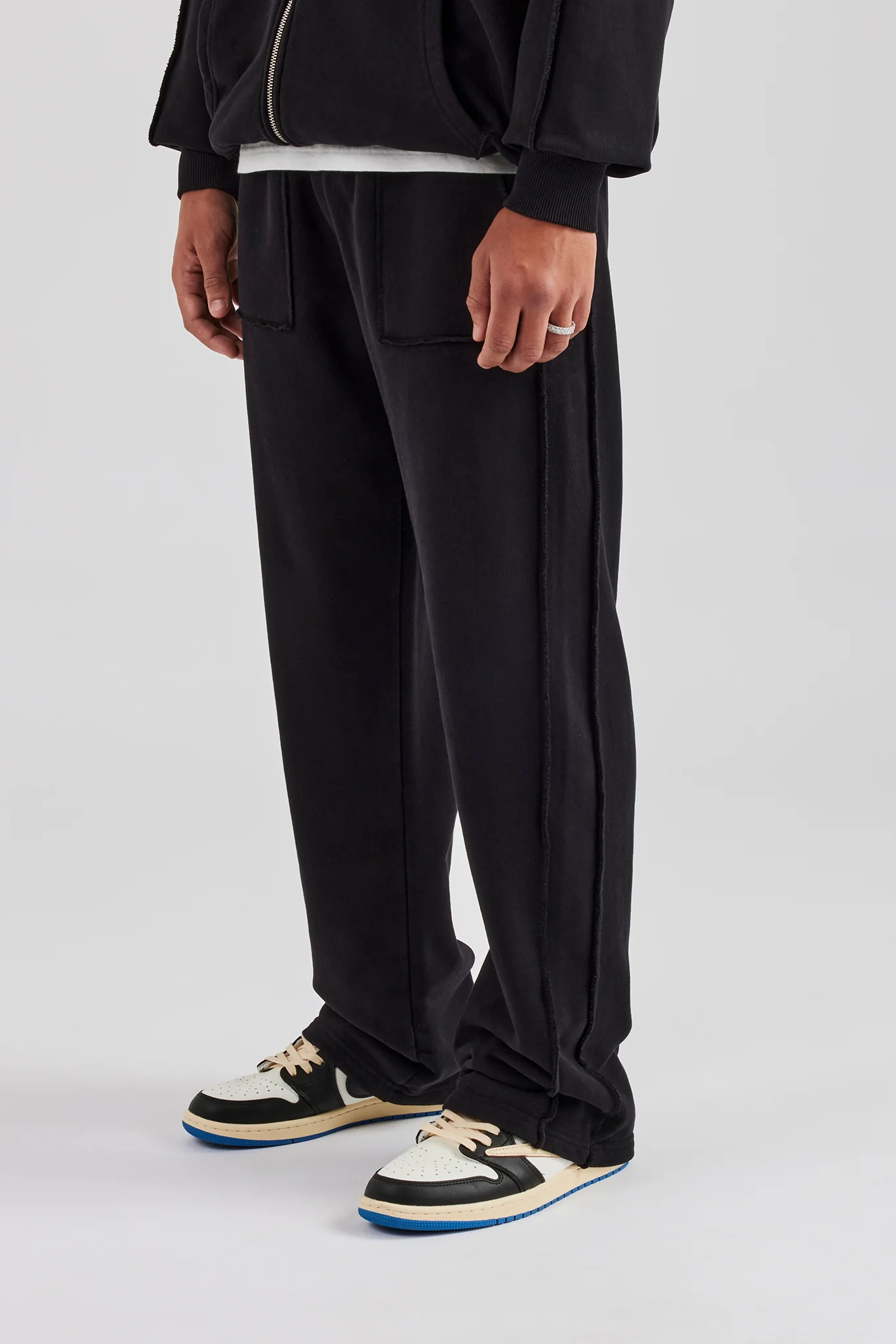 Exposed Seam Tracksuit - Black - Image 5