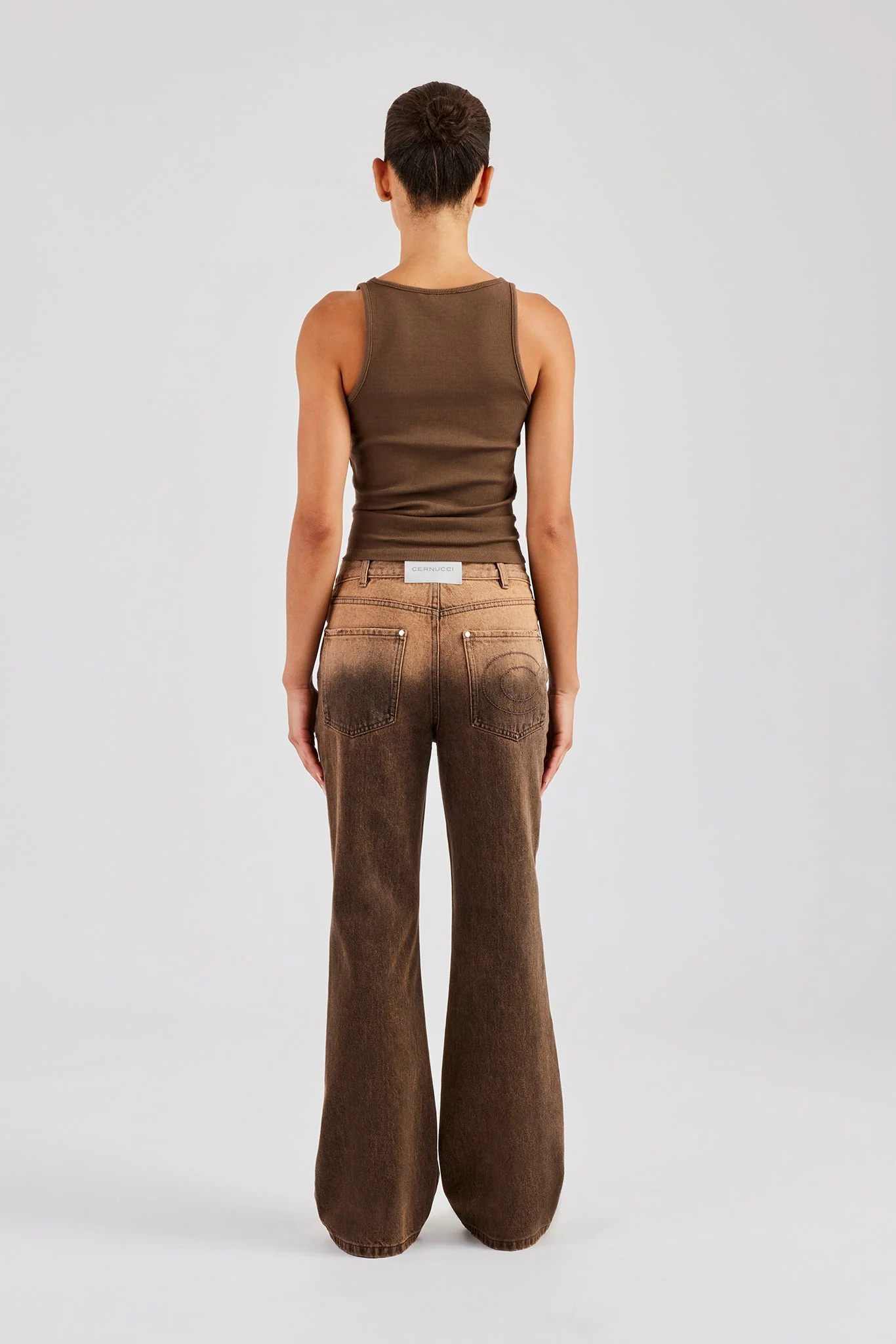 Flare Fit Denim Jean - Washed Brown - Image 3