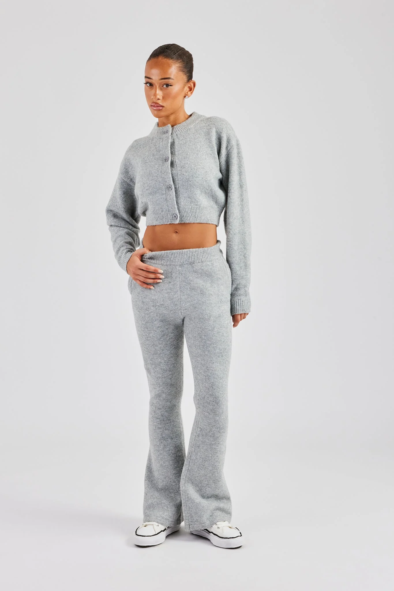 Flare Knitted Trouser - Grey - Image 2