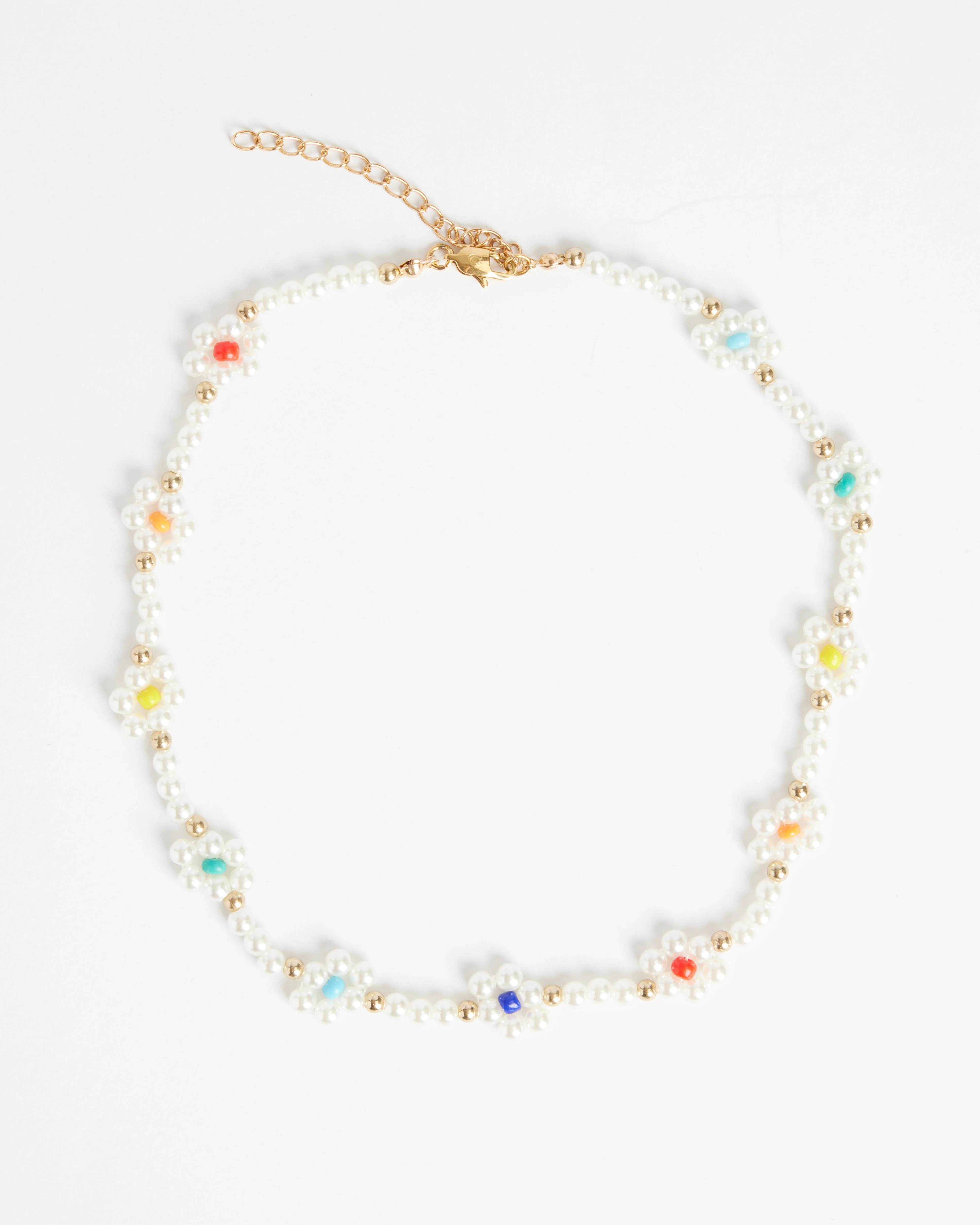 Flower Shape Seed & Colour Beads Freshwater Pearl Necklace