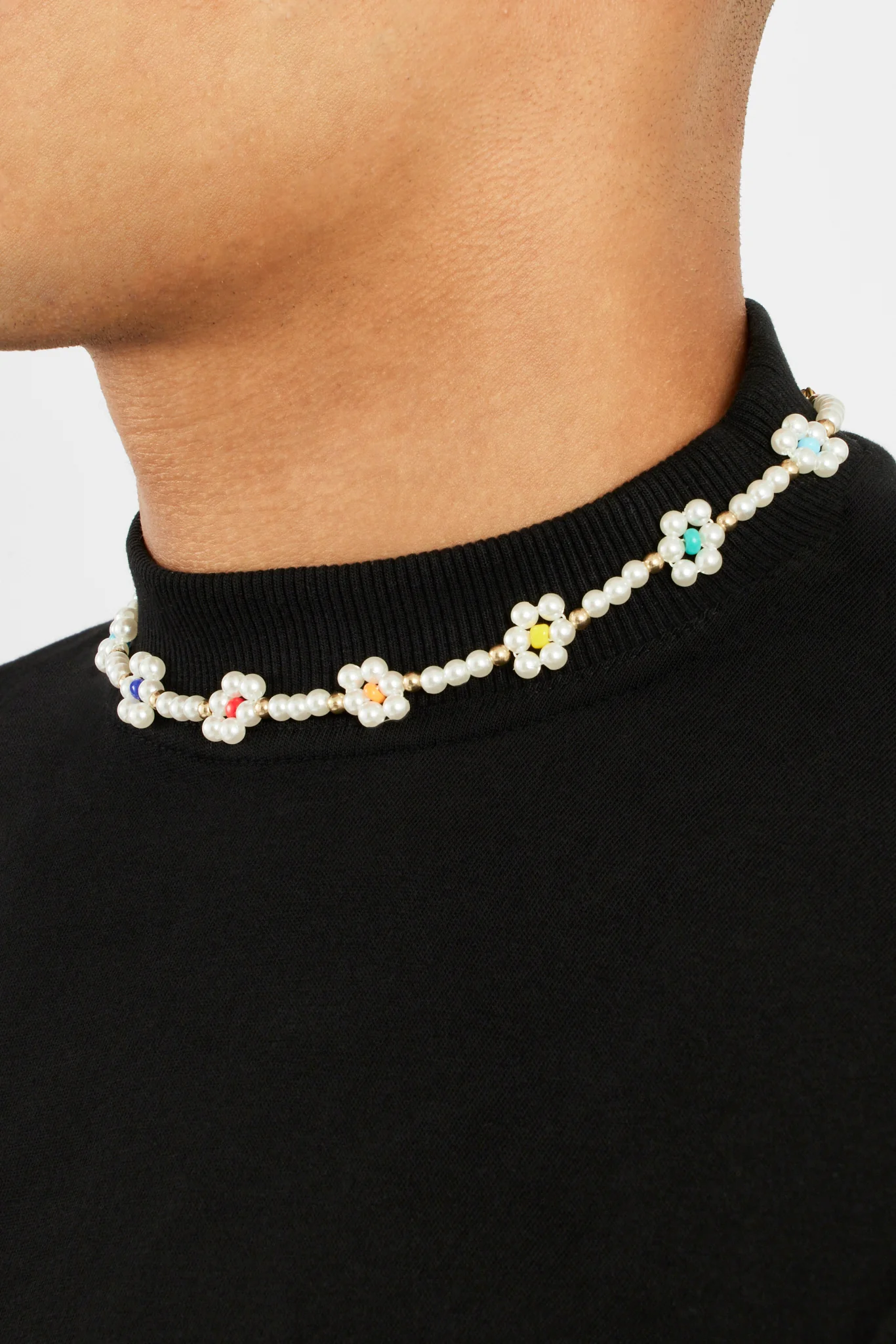 Flower Shape Seed & Colour Beads Freshwater Pearl Necklace - Image 3
