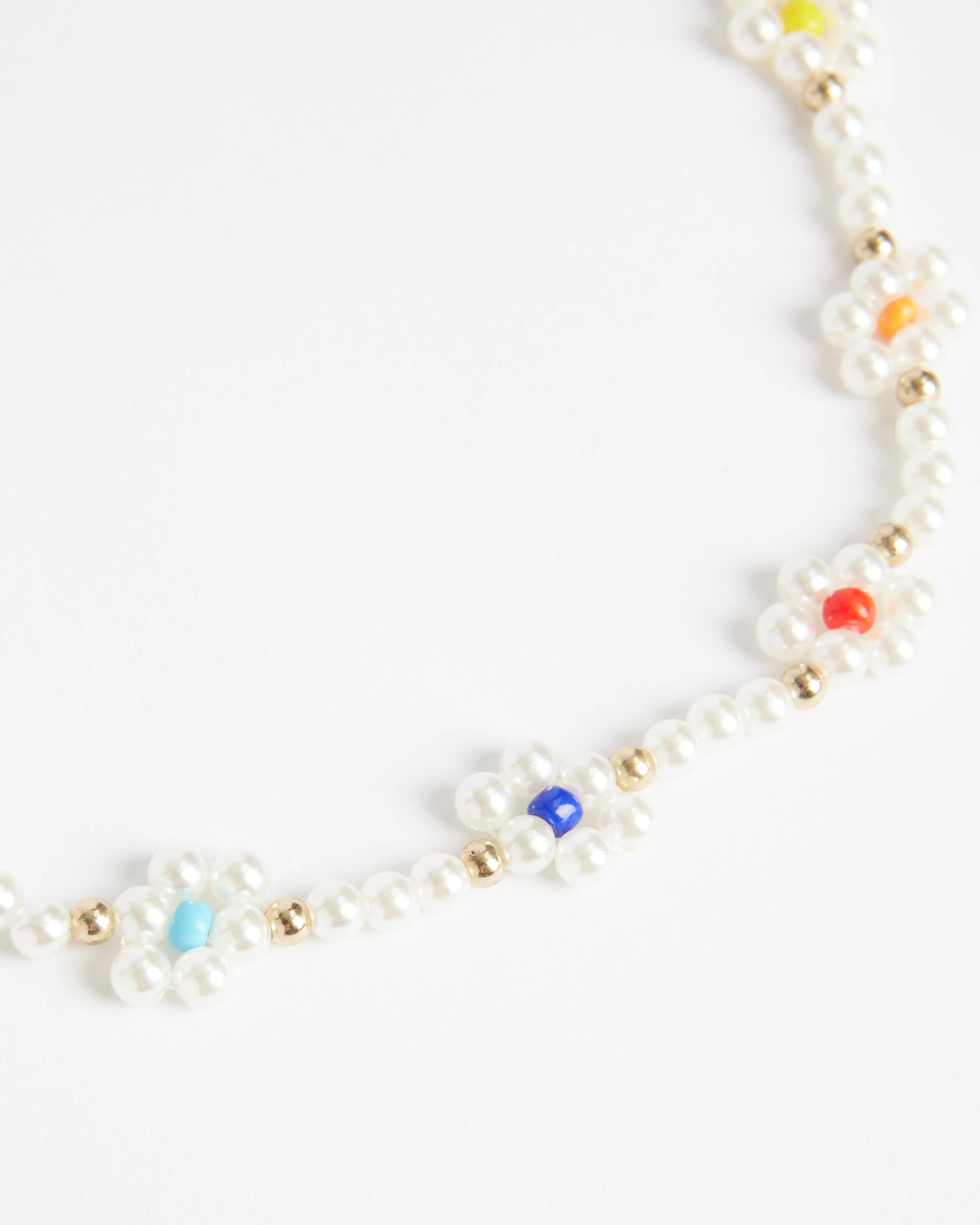 Flower Shape Seed & Colour Beads Freshwater Pearl Necklace - Image 4