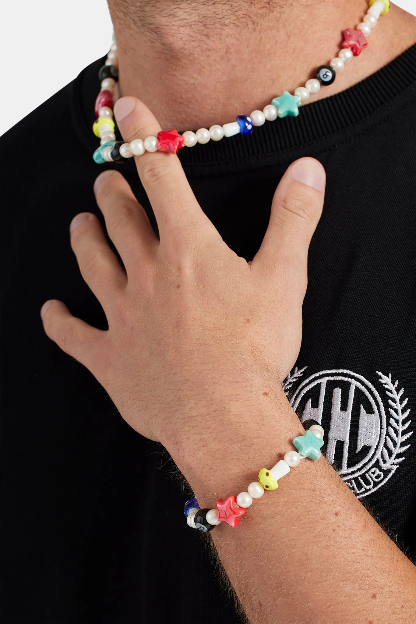 Freshwater Pearl and Acrylic Motif Bracelet 7+2 - Image 3
