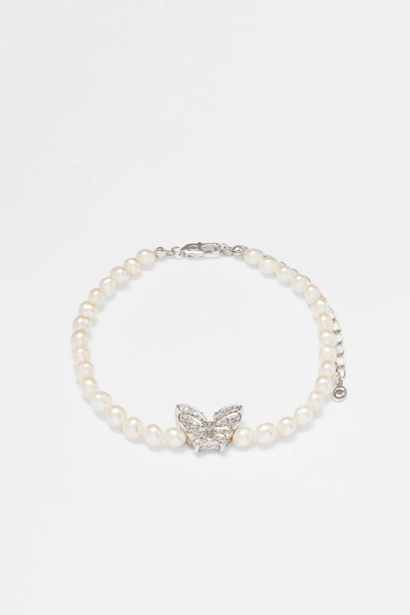 Freshwater Pearl and Iced Butterfly Bracelet - Image 2