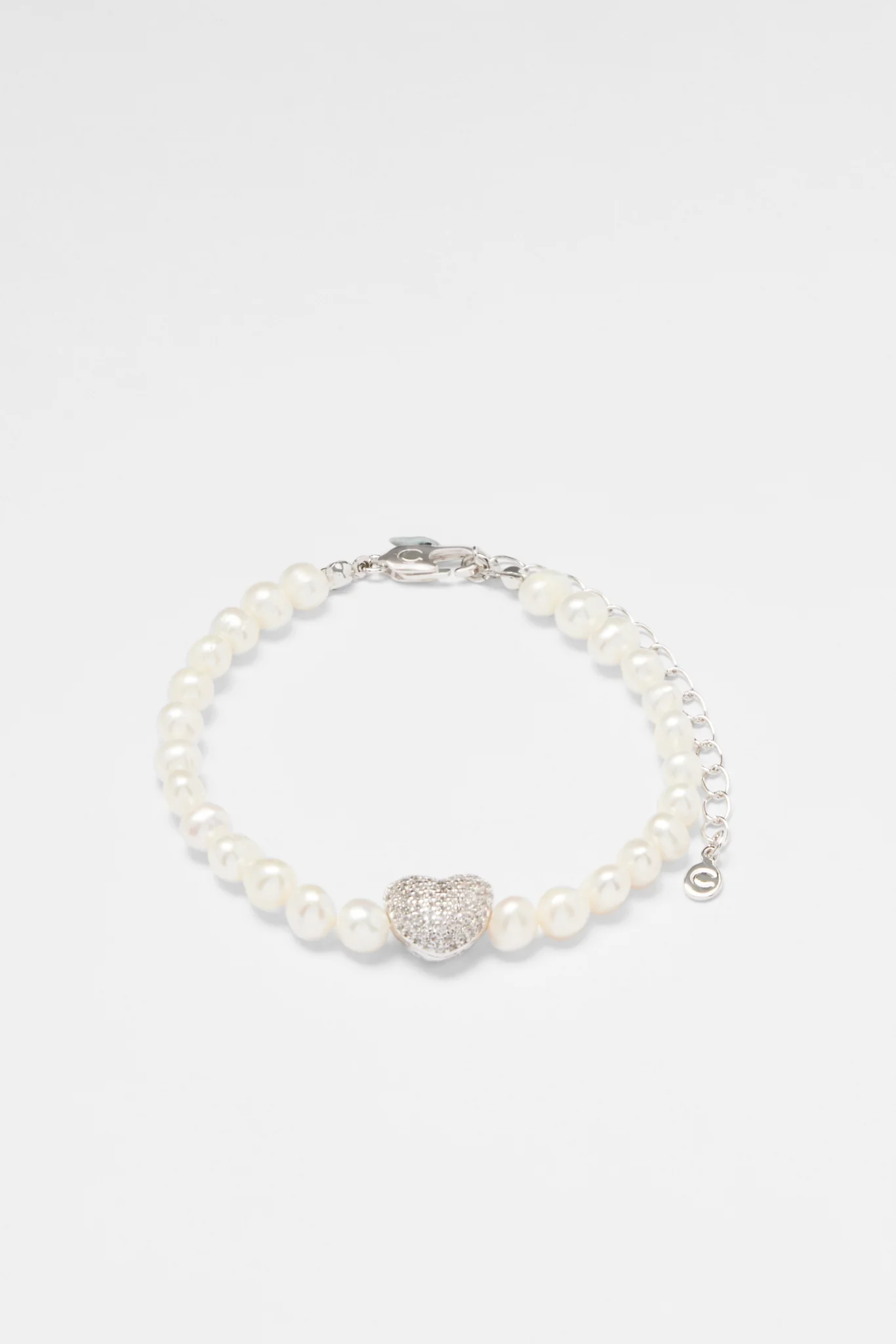 Freshwater Pearl and Iced Heart Bracelet - Image 2