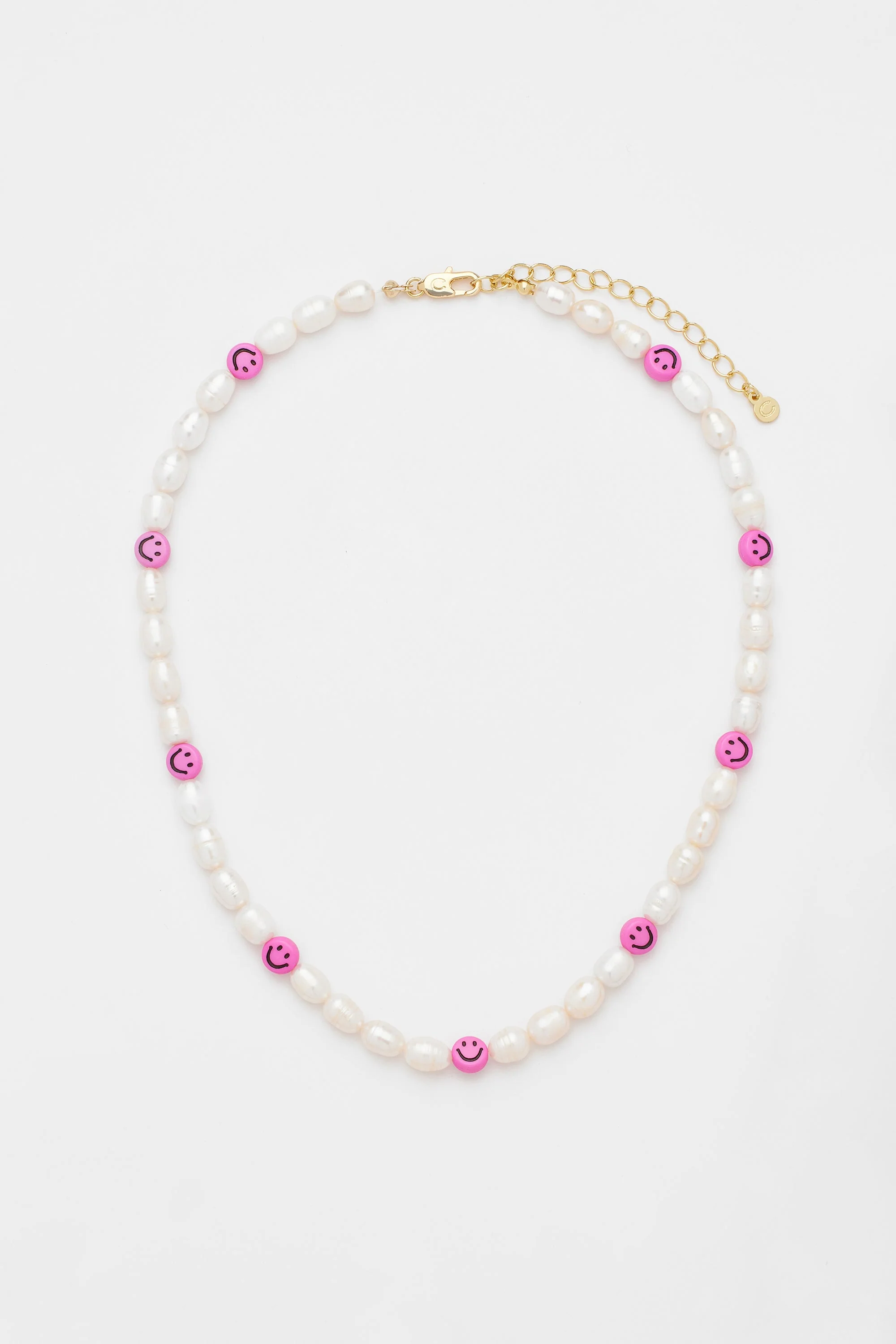 Freshwater Pearl and Pink Face Motif Necklace