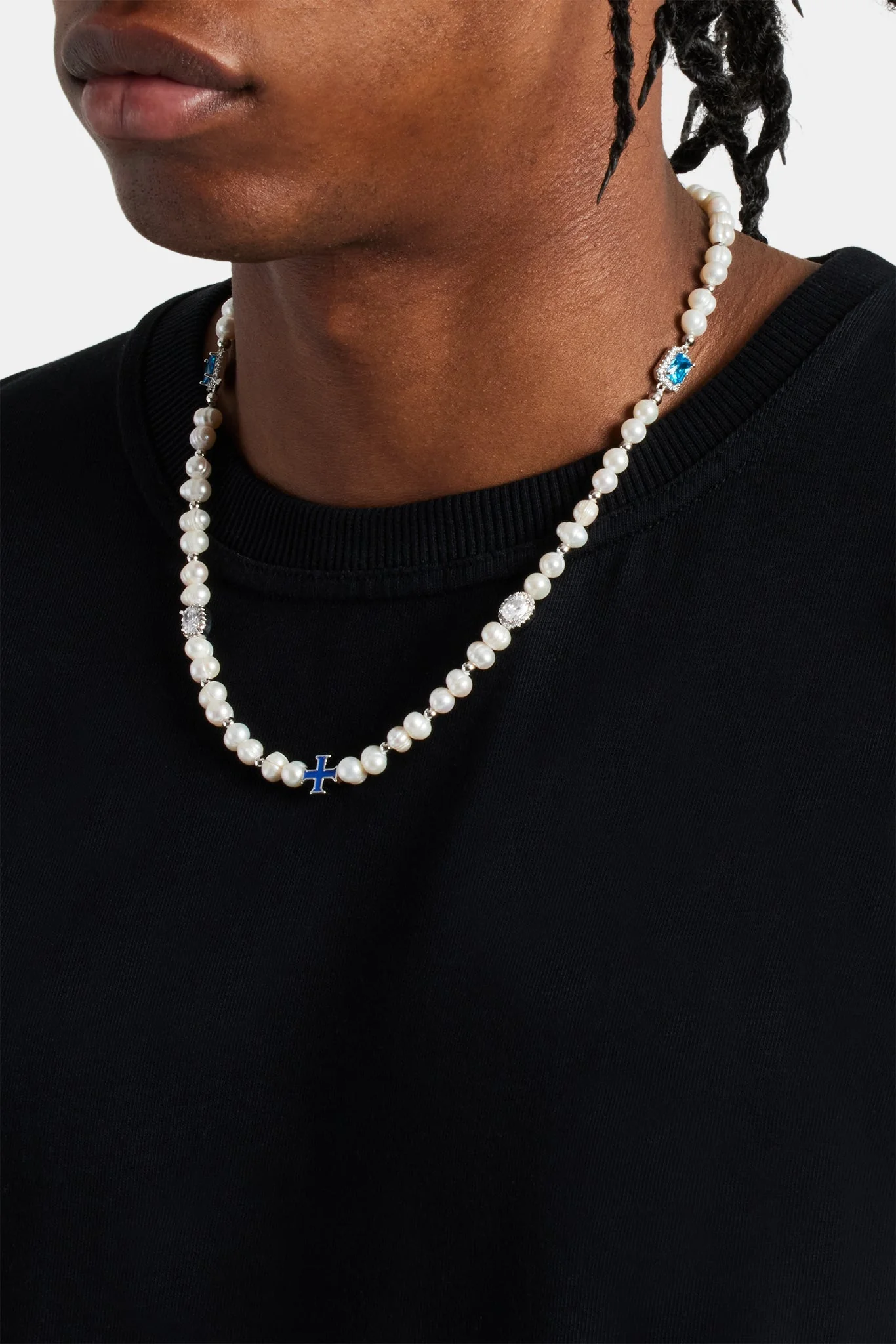 Freshwater Pearl Blue Motif Necklace - Image 3