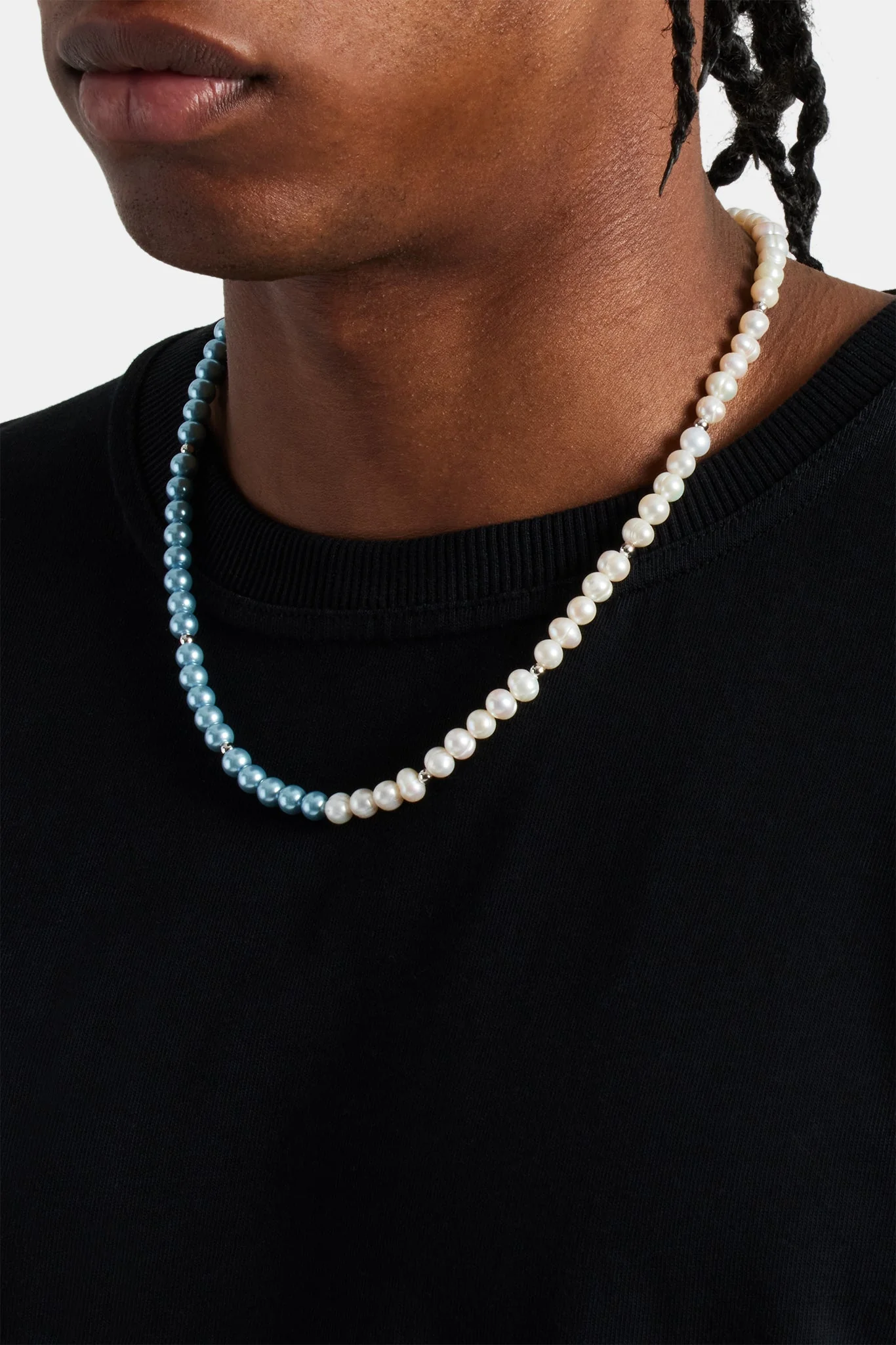 Freshwater Pearl & Blue Pearl Necklace - 6mm - Image 3