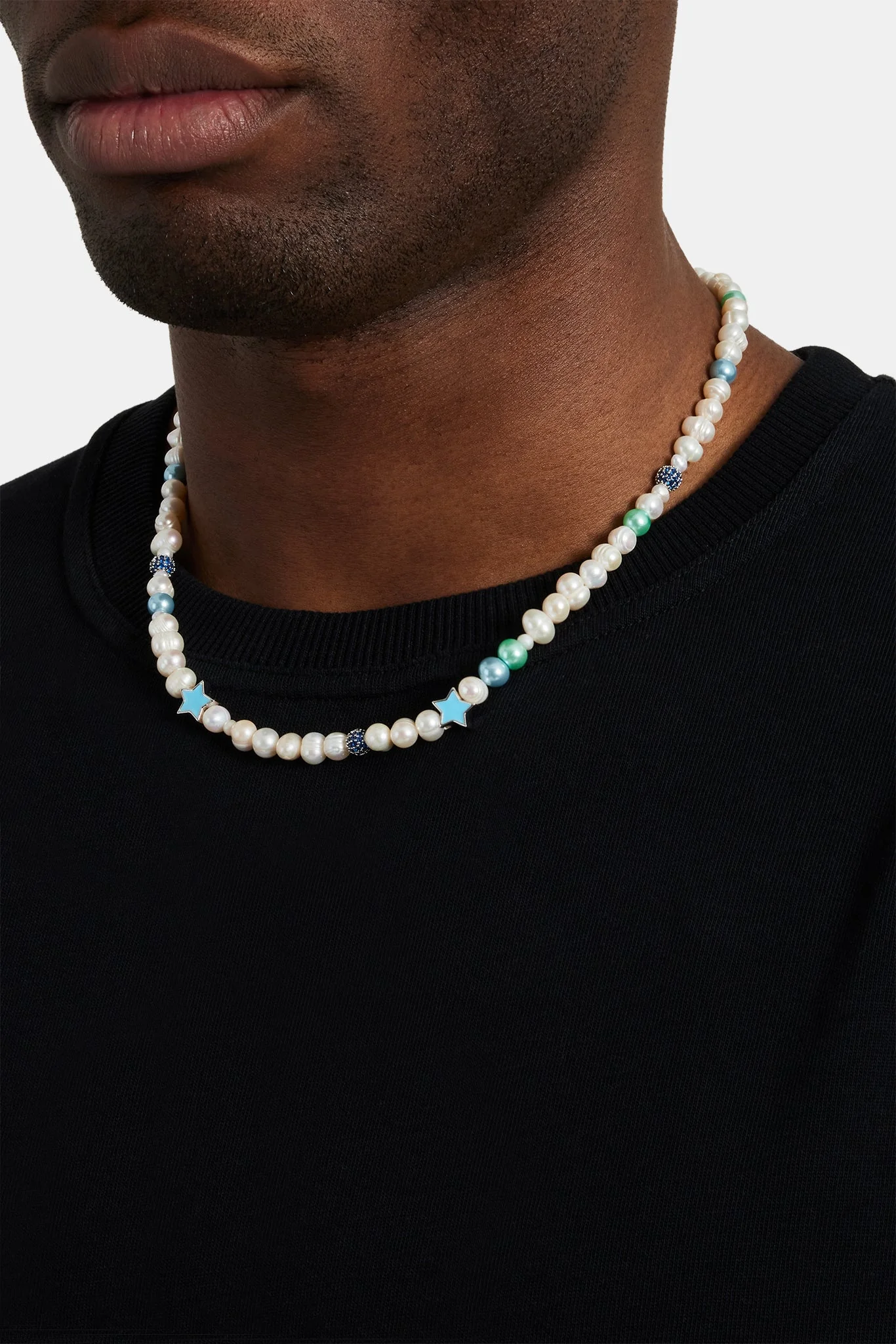 Freshwater Pearl Blue Star Motif Necklace - Image 2