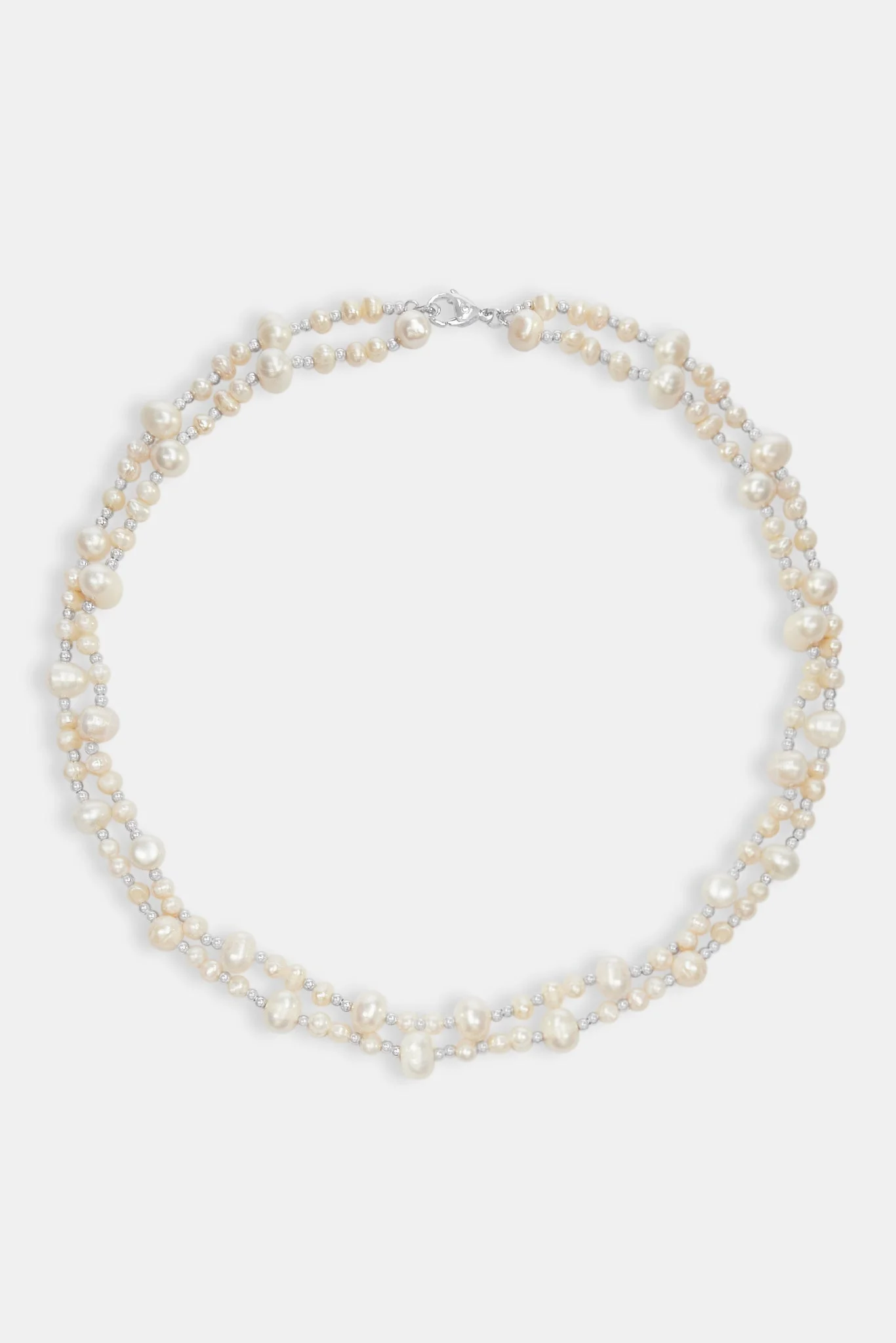 Freshwater Pearl Double Layer Necklace - White - Image 3
