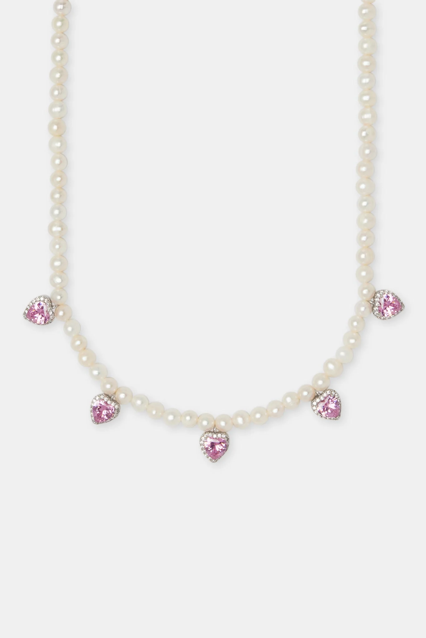 Freshwater Pearl Drop Heart Gemstone Necklace - 6mm - Image 2