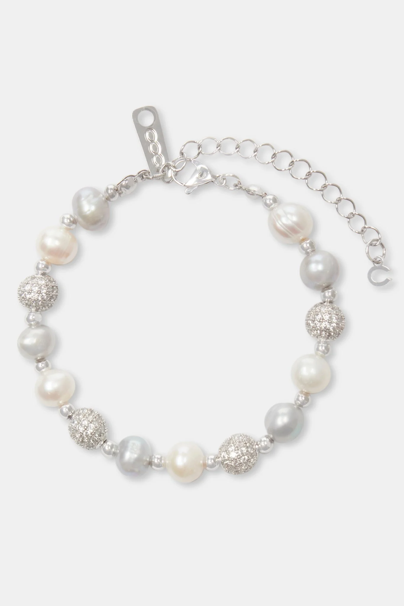 Freshwater Pearl Ice Ball Bracelet - White - Image 2