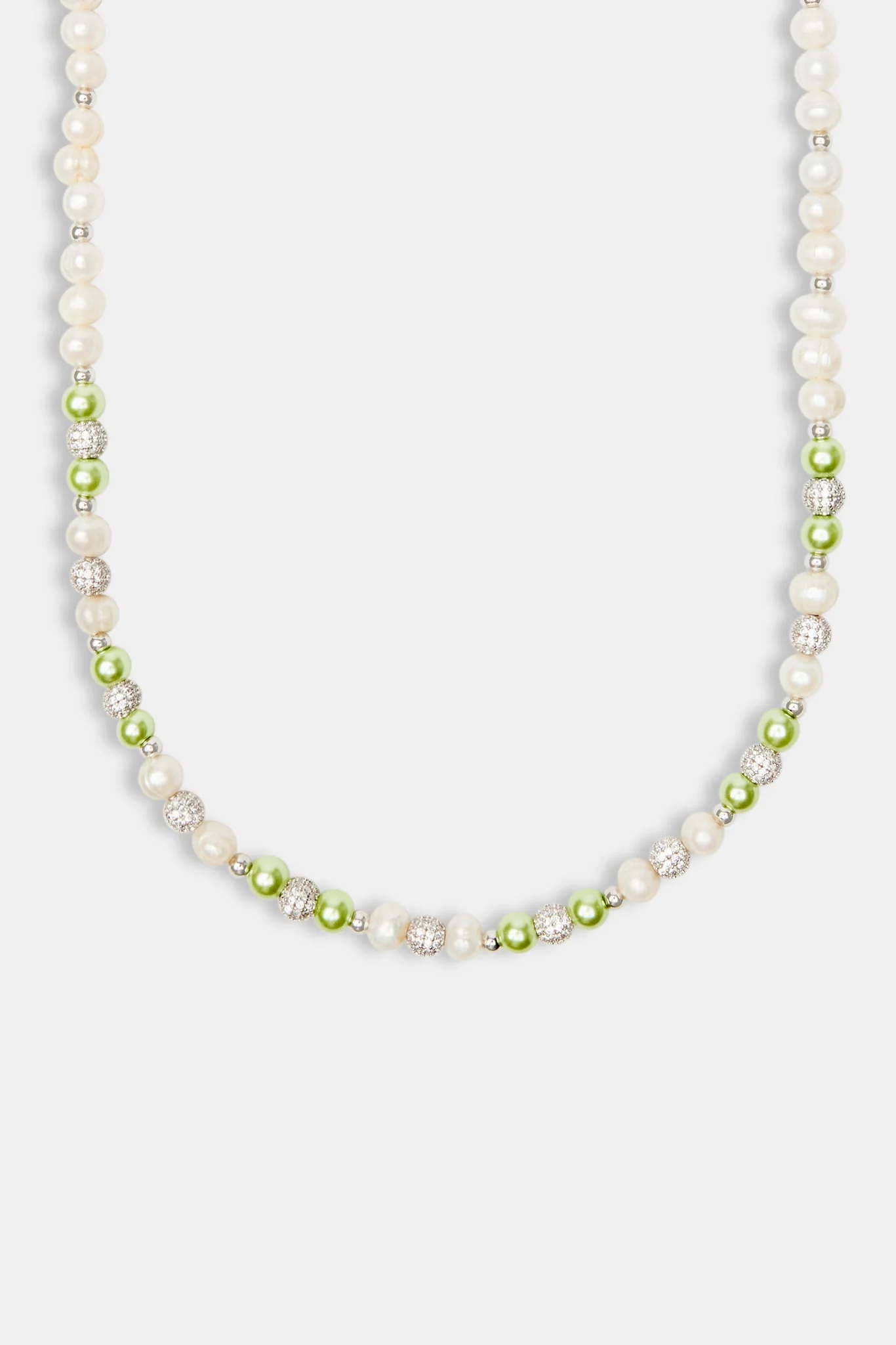 Freshwater Pearl Ice Ball & Green Bead Necklace - Image 2