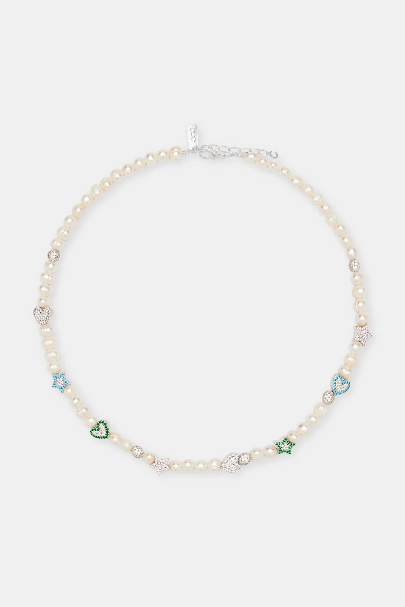Freshwater Pearl Iced Mixed Motif Necklace - 6mm - Image 3