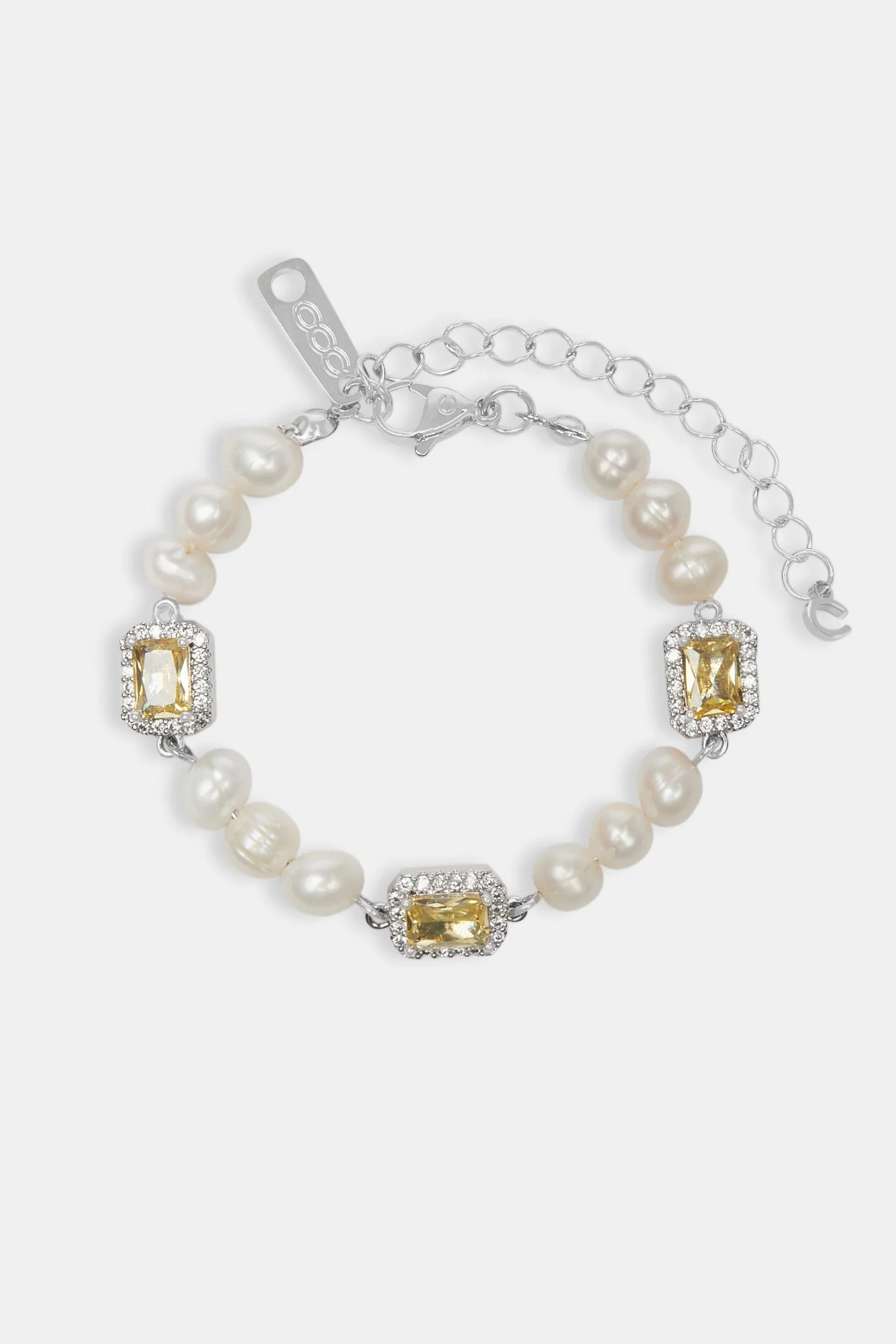 Freshwater Pearl Lemon Gemstone Bracelet - White - Image 2