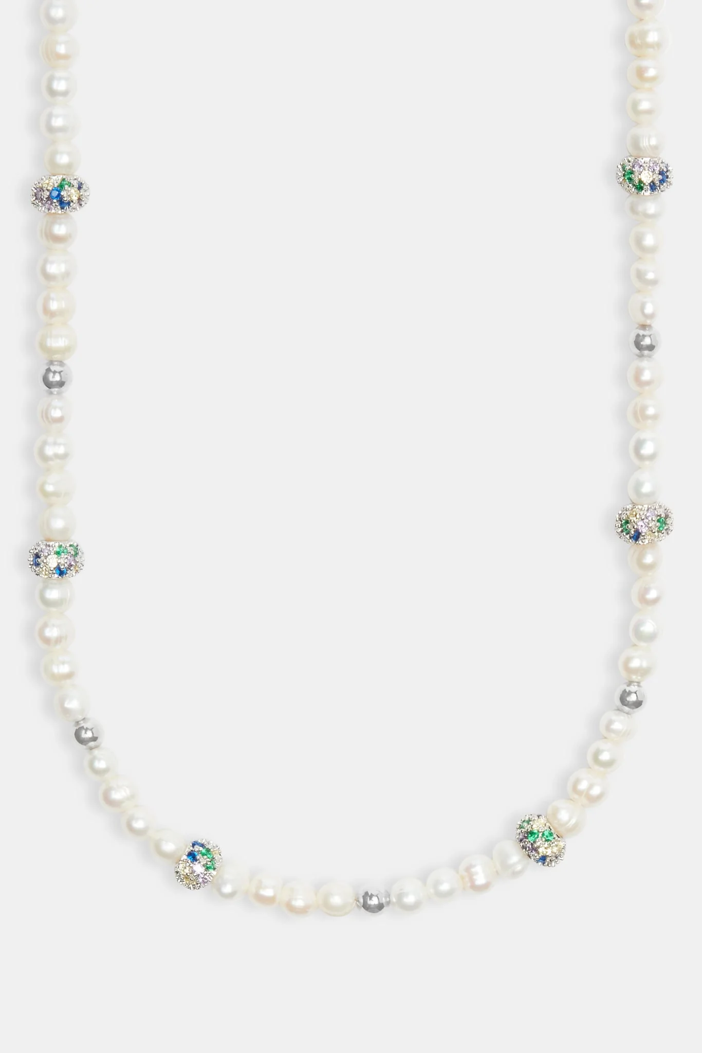 Freshwater Pearl & Multi Iced Ball Necklace - Image 2
